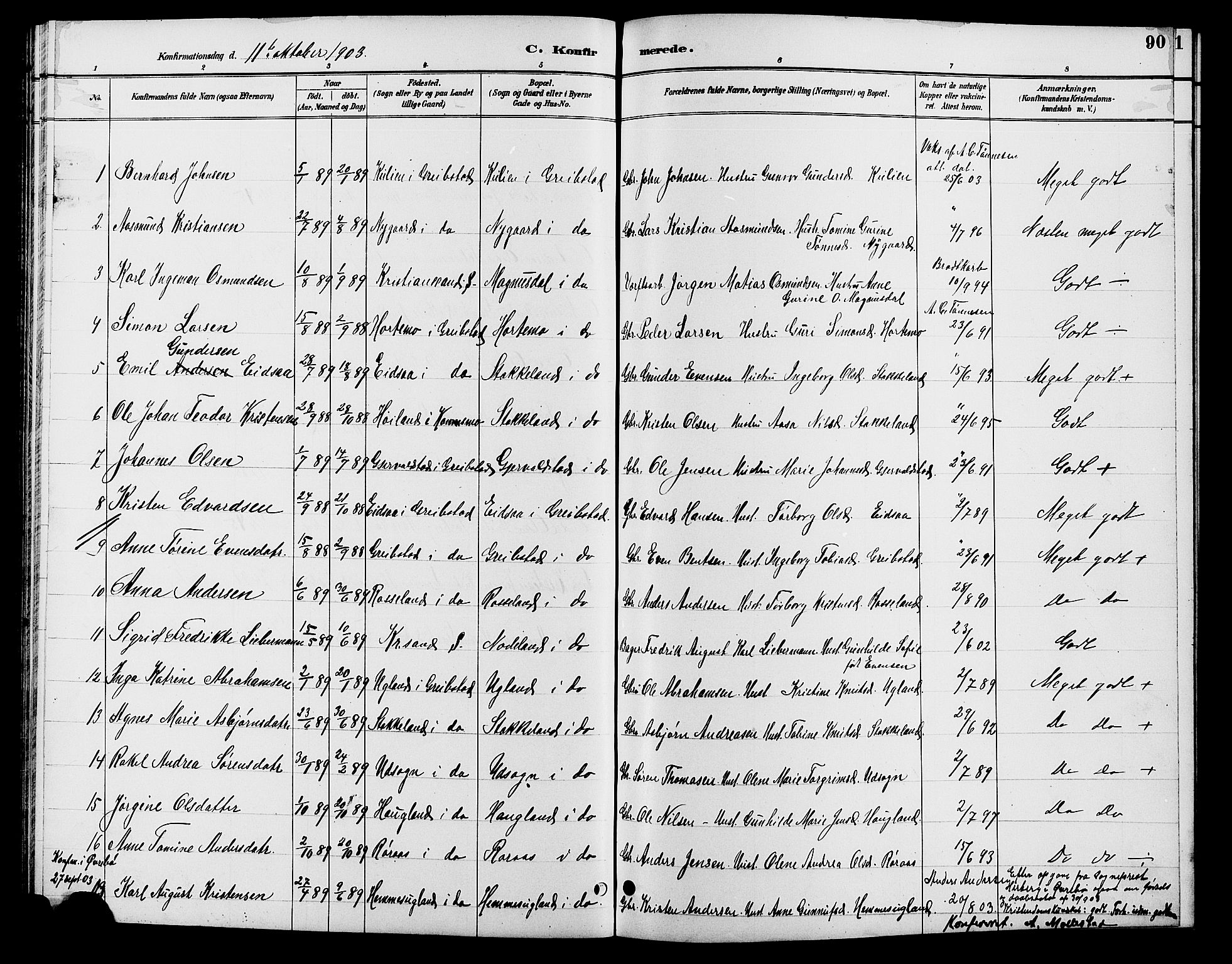 Søgne sokneprestkontor, AV/SAK-1111-0037/F/Fb/Fba/L0004: Klokkerbok nr. B 4, 1888-1903, s. 90