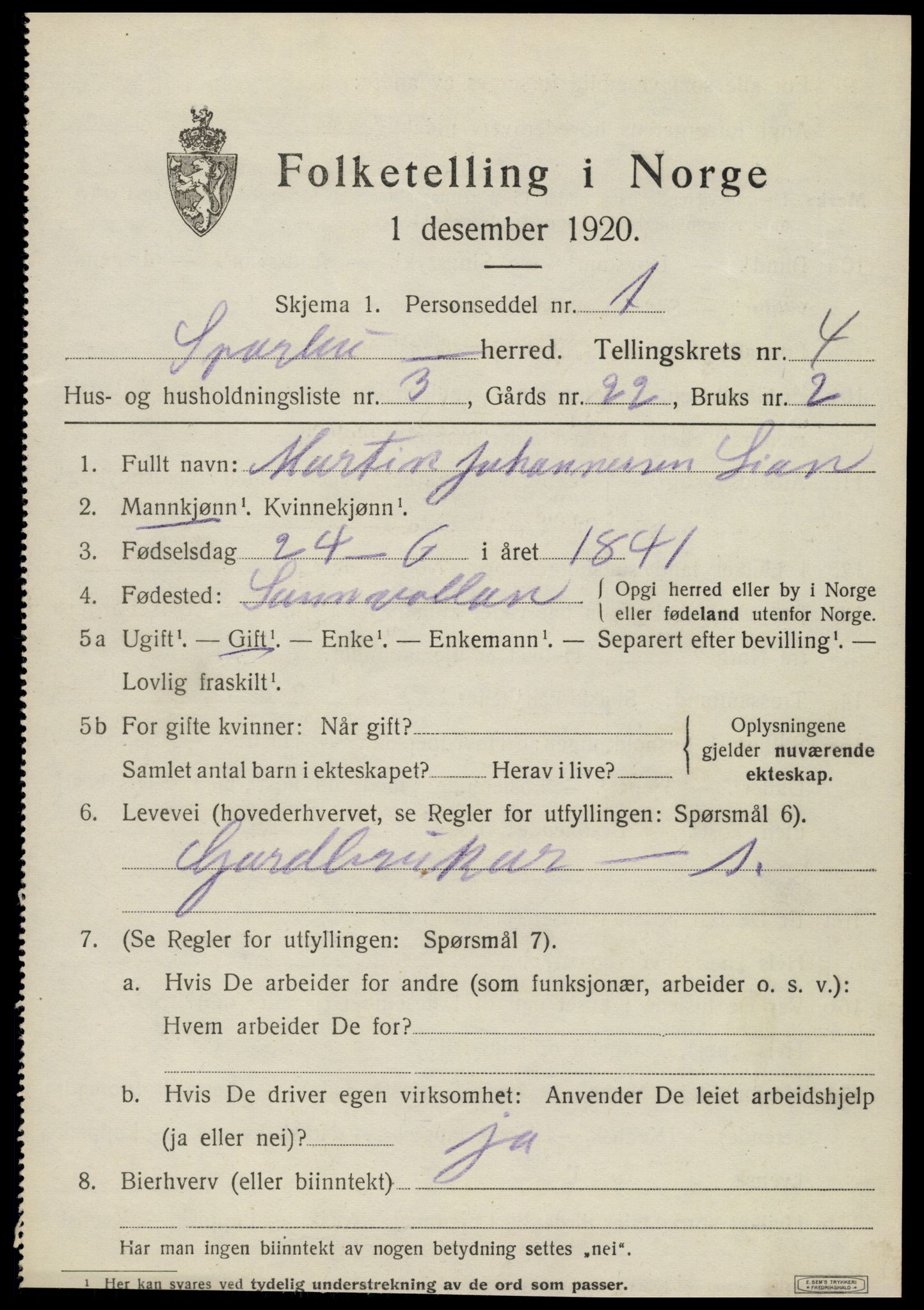 SAT, Folketelling 1920 for 1731 Sparbu herred, 1920, s. 5197