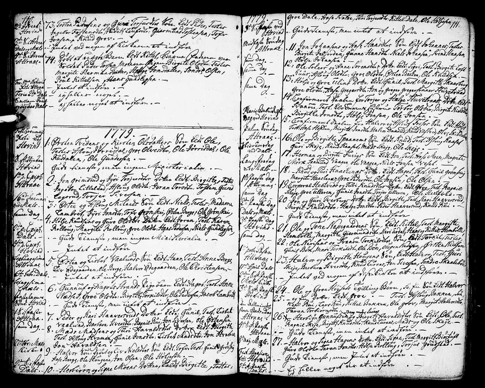 Tinn kirkebøker, AV/SAKO-A-308/F/Fa/L0002: Ministerialbok nr. I 2, 1757-1810, s. 110-111
