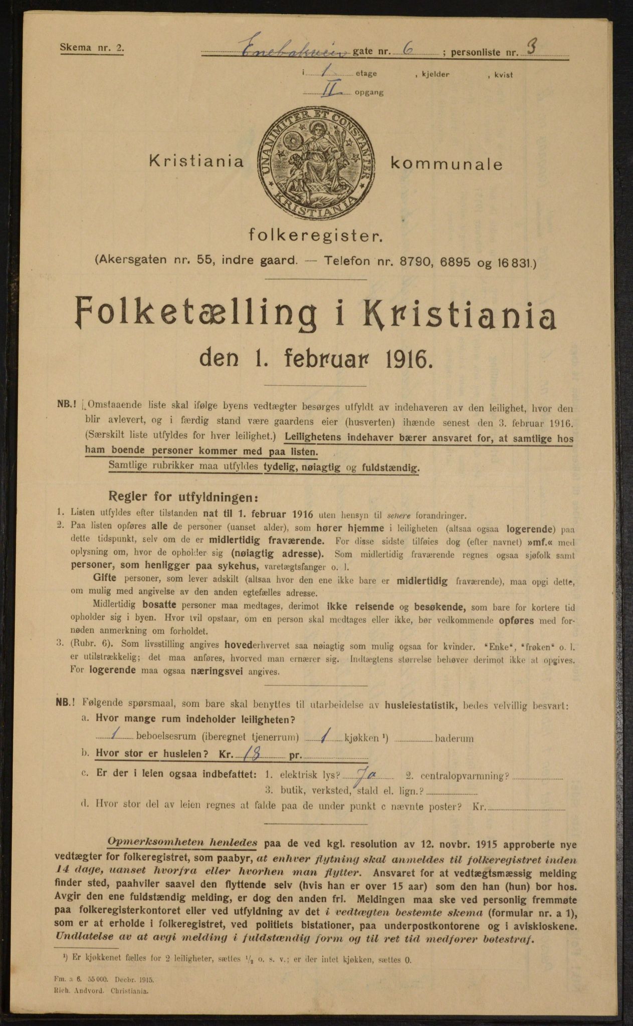 OBA, Kommunal folketelling 1.2.1916 for Kristiania, 1916, s. 21375