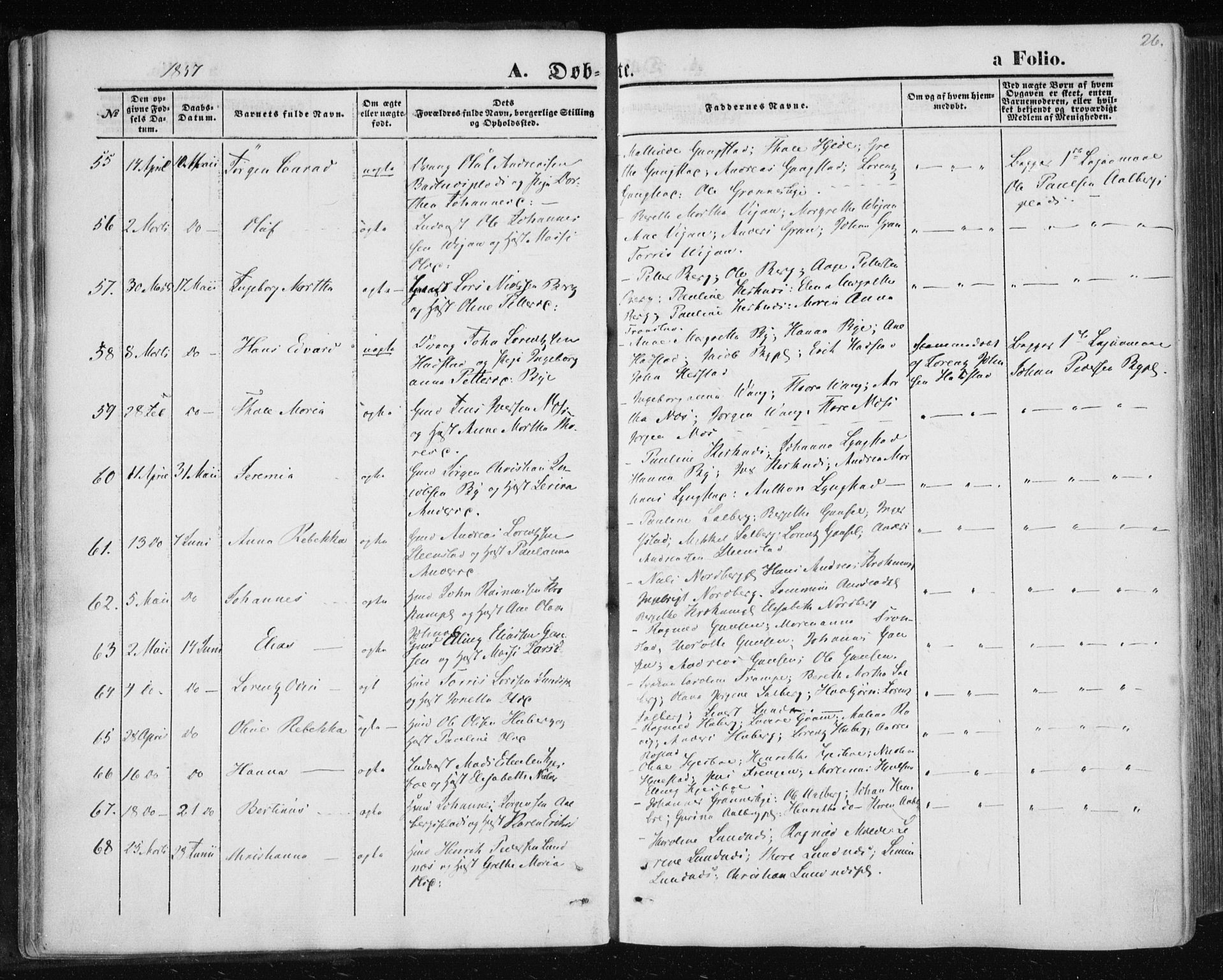 Ministerialprotokoller, klokkerbøker og fødselsregistre - Nord-Trøndelag, AV/SAT-A-1458/730/L0283: Ministerialbok nr. 730A08, 1855-1865, s. 26