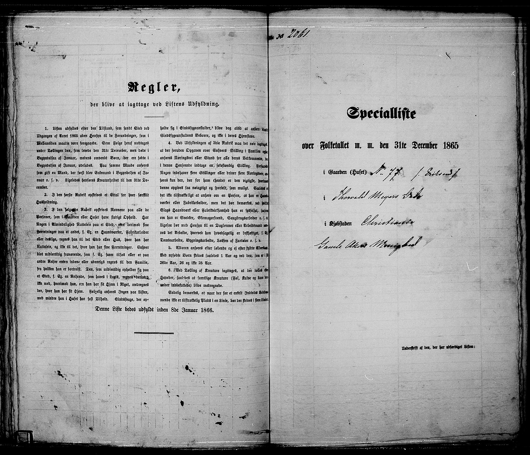 RA, Folketelling 1865 for 0301 Kristiania kjøpstad, 1865, s. 4602