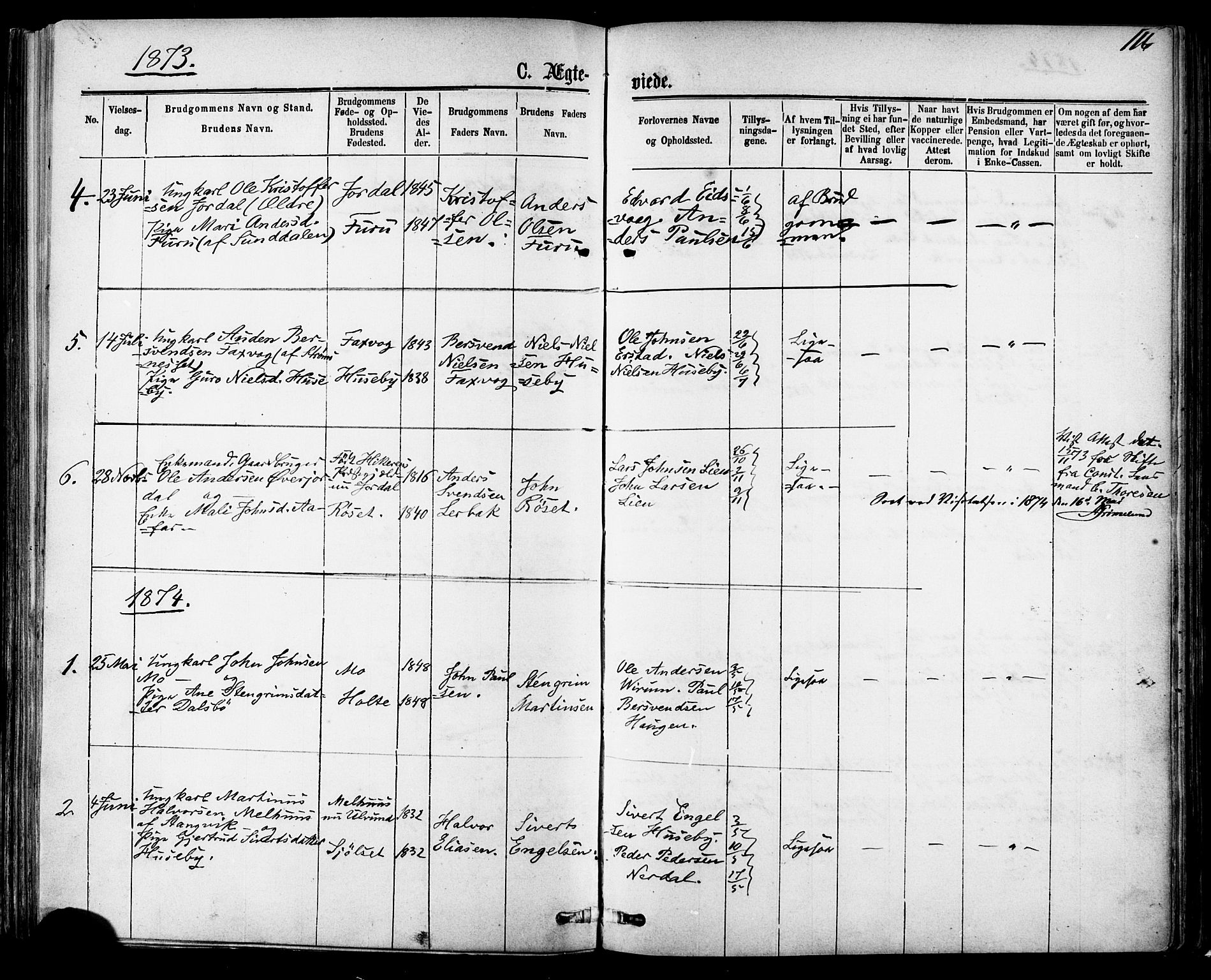 Ministerialprotokoller, klokkerbøker og fødselsregistre - Møre og Romsdal, AV/SAT-A-1454/588/L1005: Ministerialbok nr. 588A02, 1871-1885, s. 116