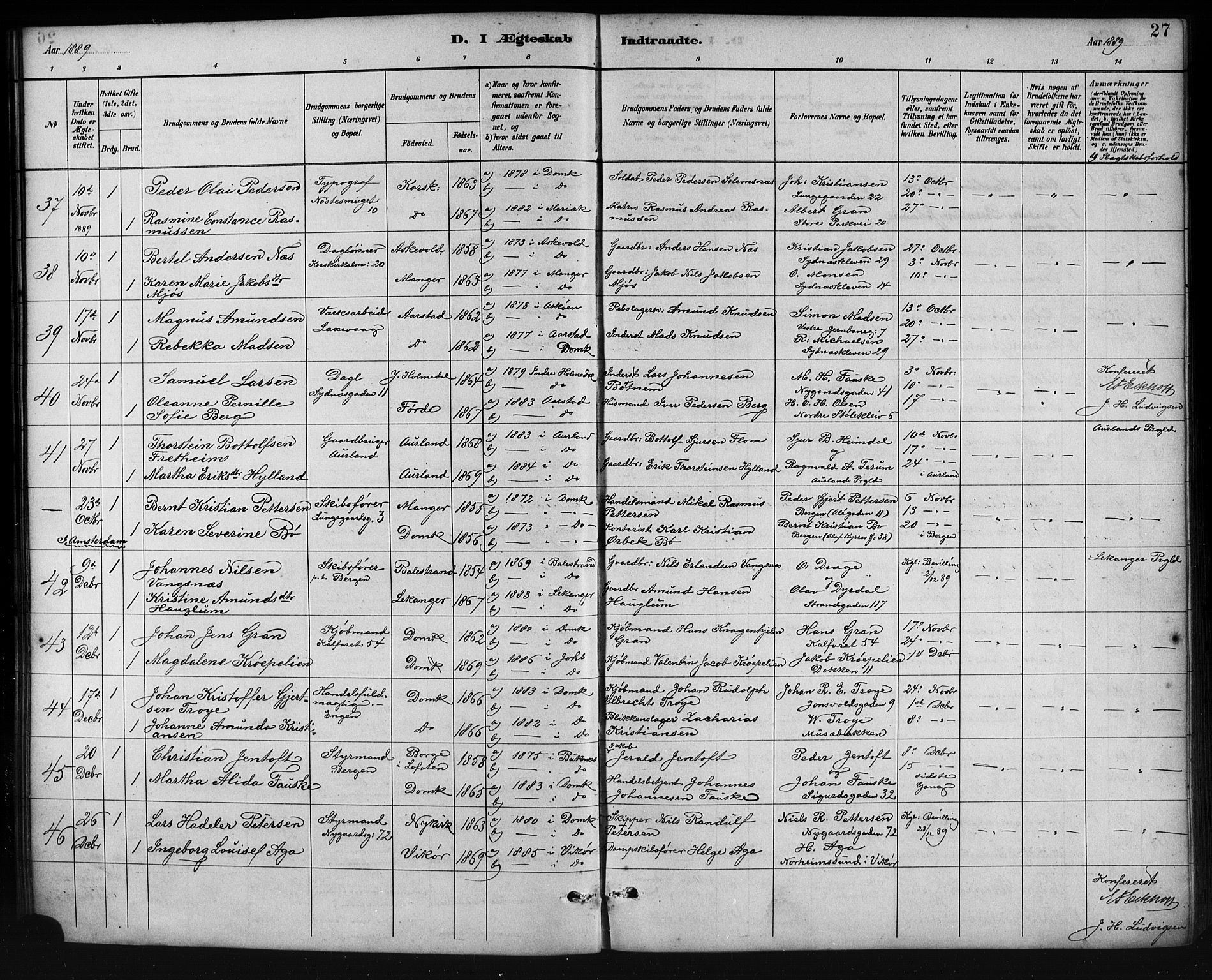 Johanneskirken sokneprestembete, AV/SAB-A-76001/H/Hab: Klokkerbok nr. C 1, 1885-1912, s. 27
