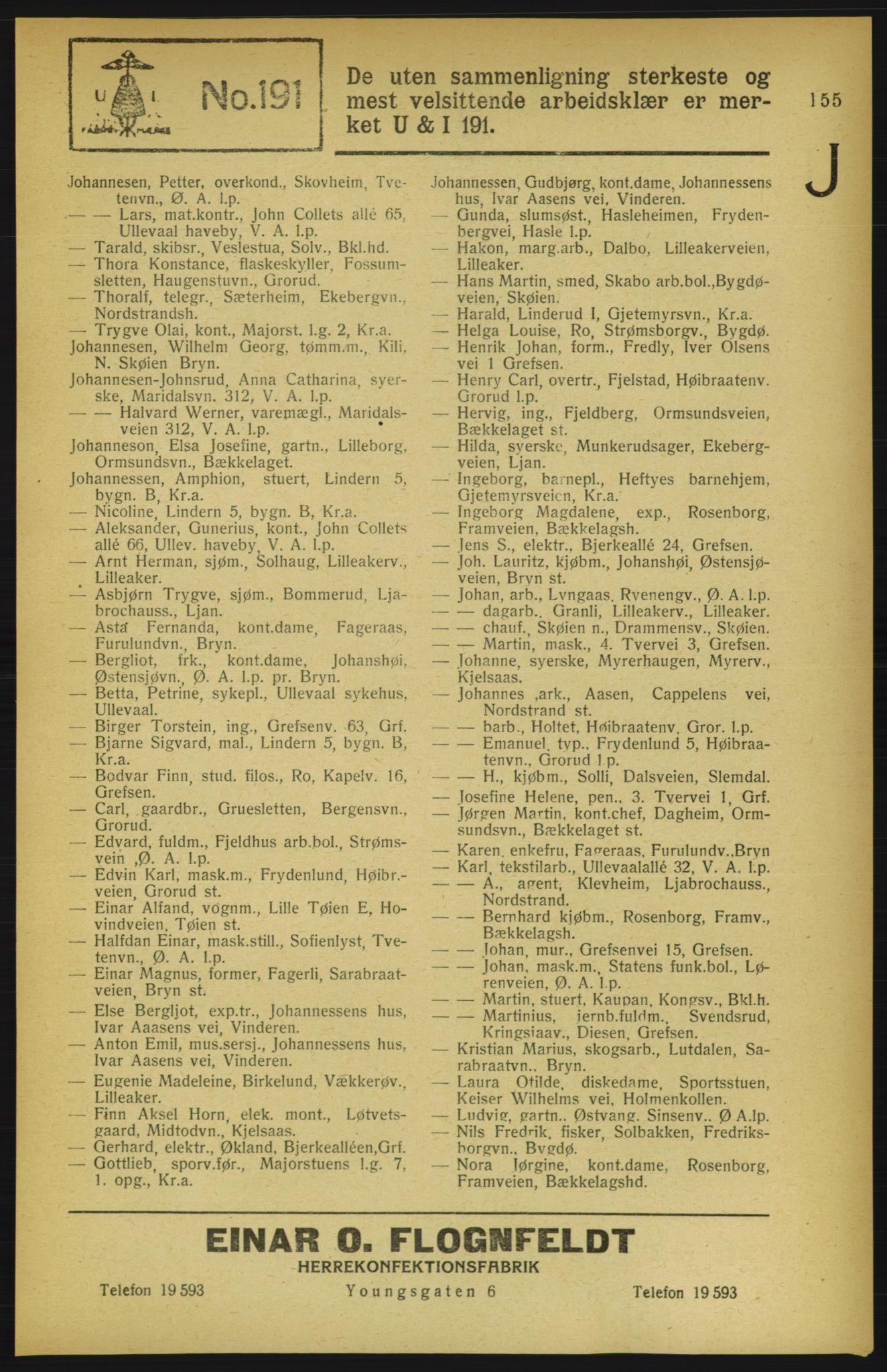 Aker adressebok/adressekalender, PUBL/001/A/002: Akers adressekalender, 1922, s. 155