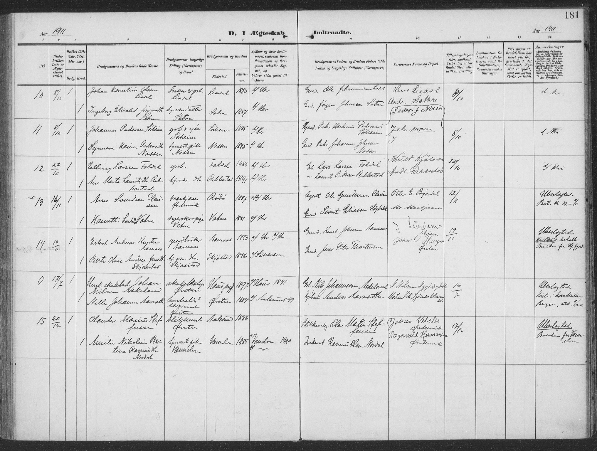 Ministerialprotokoller, klokkerbøker og fødselsregistre - Møre og Romsdal, SAT/A-1454/513/L0178: Ministerialbok nr. 513A05, 1906-1919, s. 181