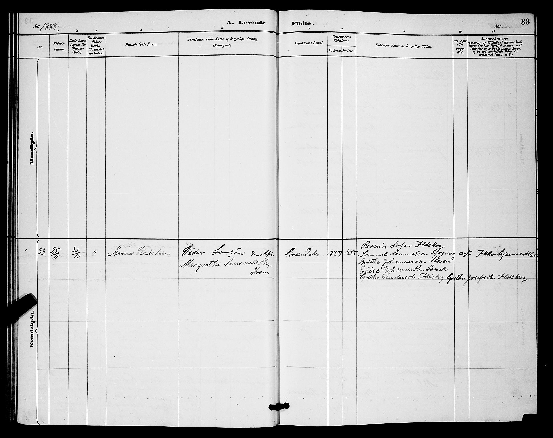 Kistrand/Porsanger sokneprestembete, SATØ/S-1351/H/Hb/L0004.klokk: Klokkerbok nr. 4, 1885-1894, s. 33