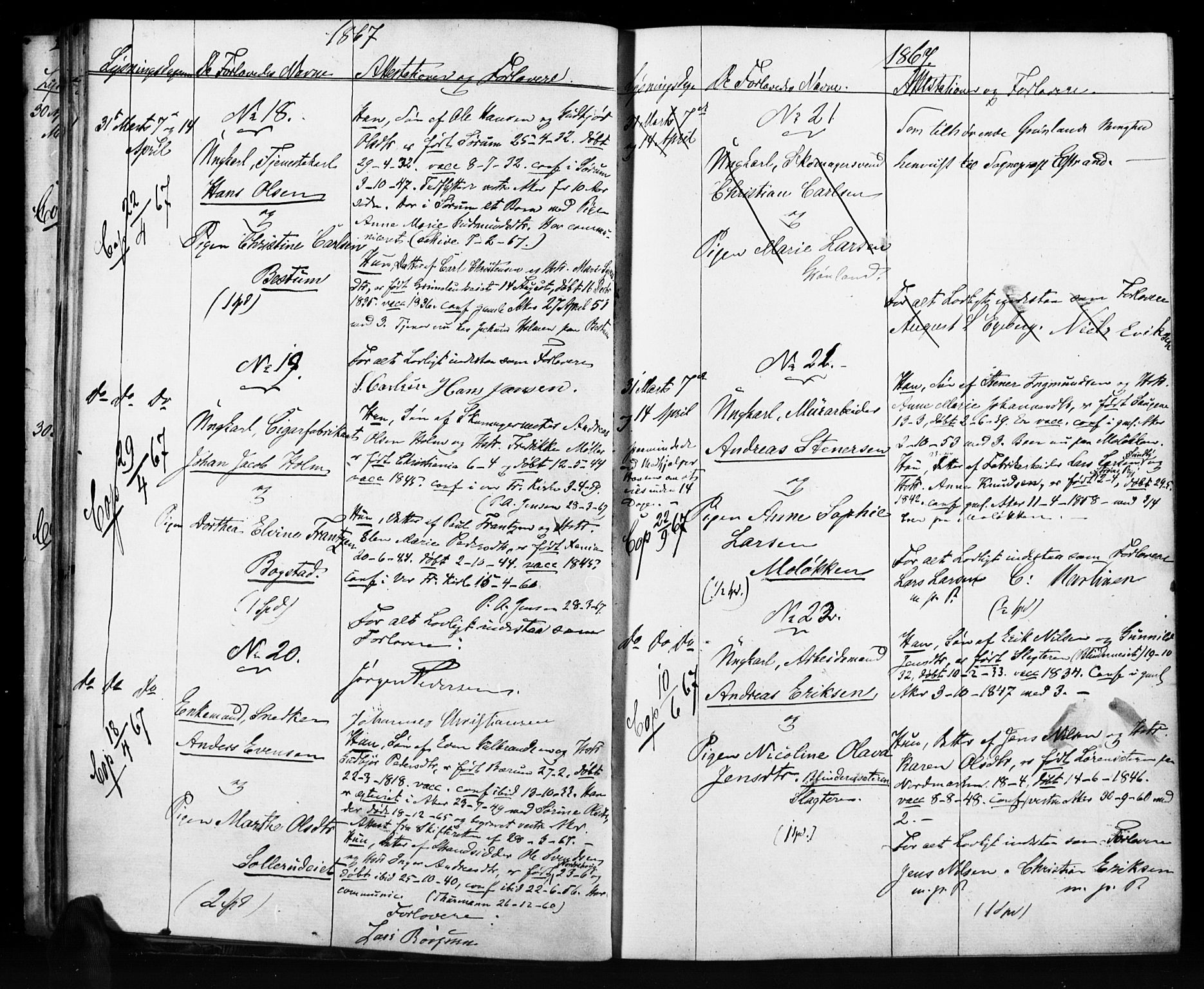 Vestre Aker prestekontor Kirkebøker, AV/SAO-A-10025/H/Ha/L0001: Lysningsprotokoll nr. 1, 1865-1878