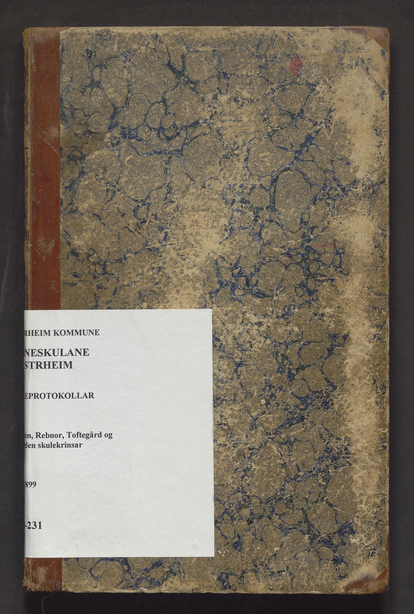 Austrheim kommune. Barneskulane, IKAH/1264-231/F/Fa/L0009: Skuleprotokoll for Børilden, Rebnor, Toftegård og Øygarden, 1883-1899