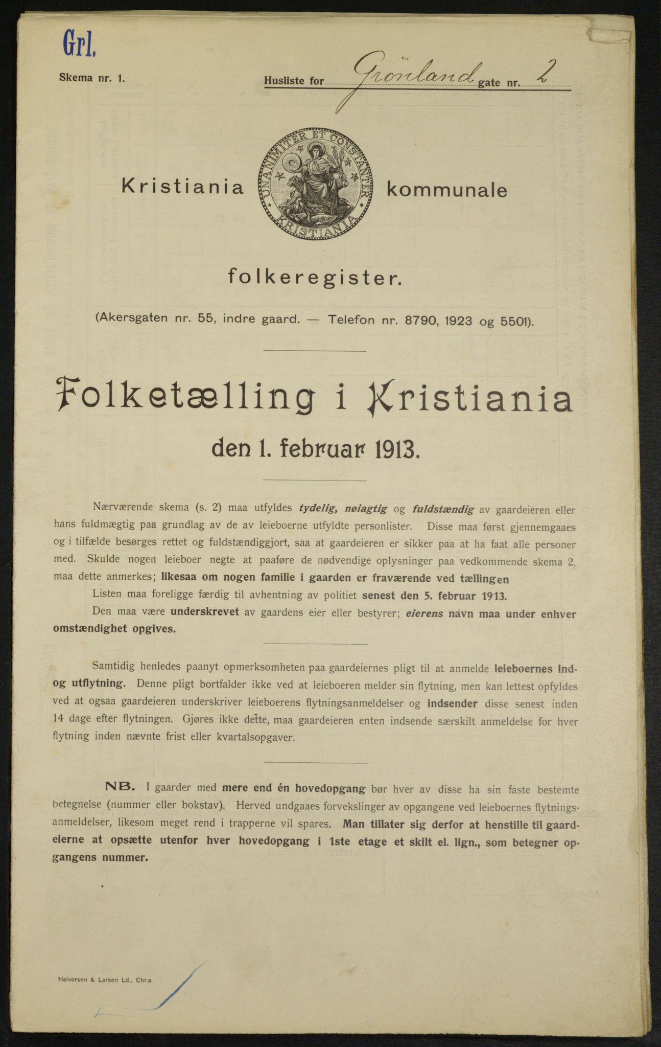 OBA, Kommunal folketelling 1.2.1913 for Kristiania, 1913, s. 31218