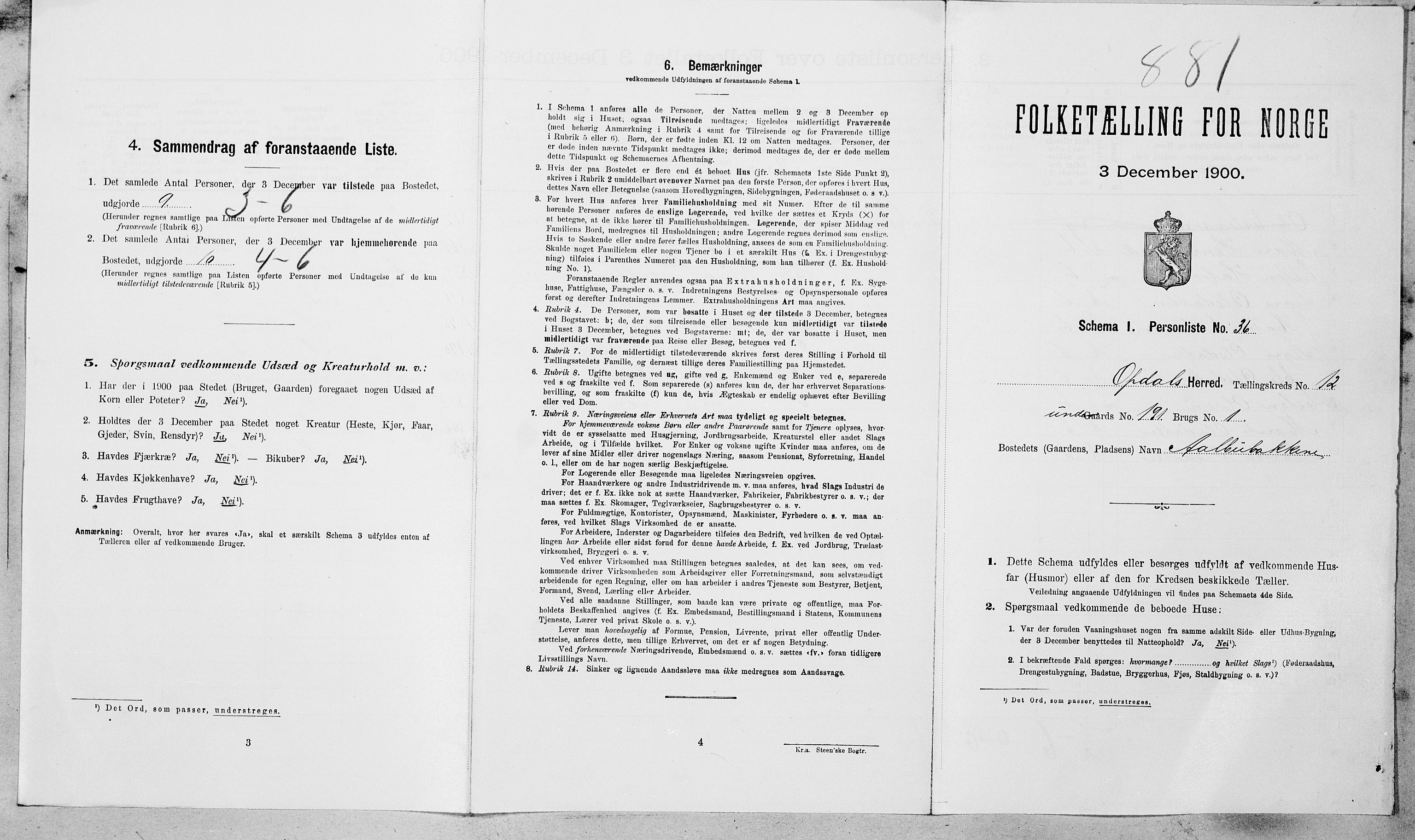 SAT, Folketelling 1900 for 1634 Oppdal herred, 1900, s. 1020