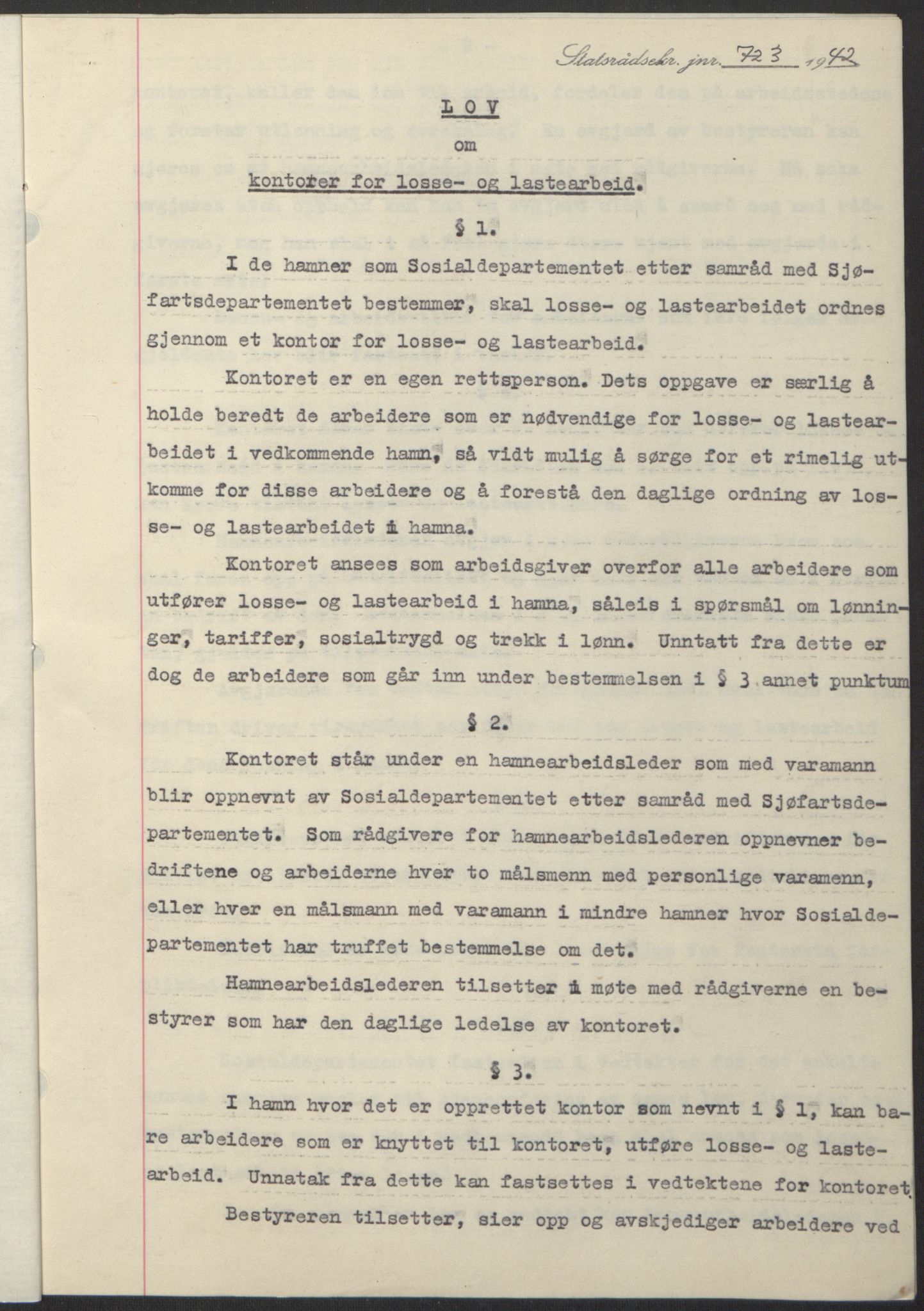 NS-administrasjonen 1940-1945 (Statsrådsekretariatet, de kommisariske statsråder mm), RA/S-4279/D/Db/L0098: Lover II, 1942, s. 436