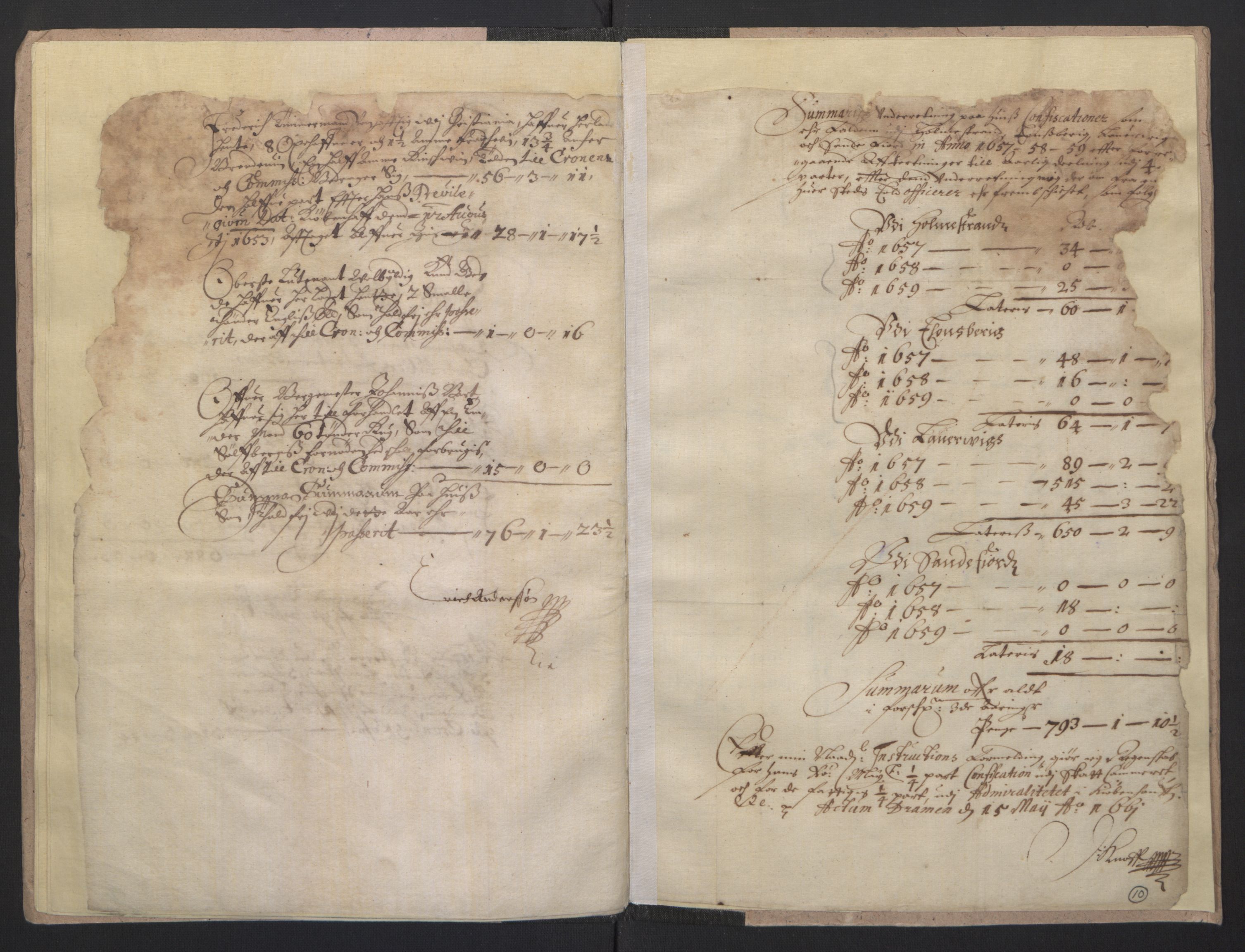 Rentekammeret inntil 1814, Realistisk ordnet avdeling, AV/RA-EA-4070/L/L0014/0008: Tønsberg lagdømme. Tønsberg len: / Tolloppgaver for Tønsberg, Holmestrand, Sandefjord og Larvik., 1661, s. 9b-10a