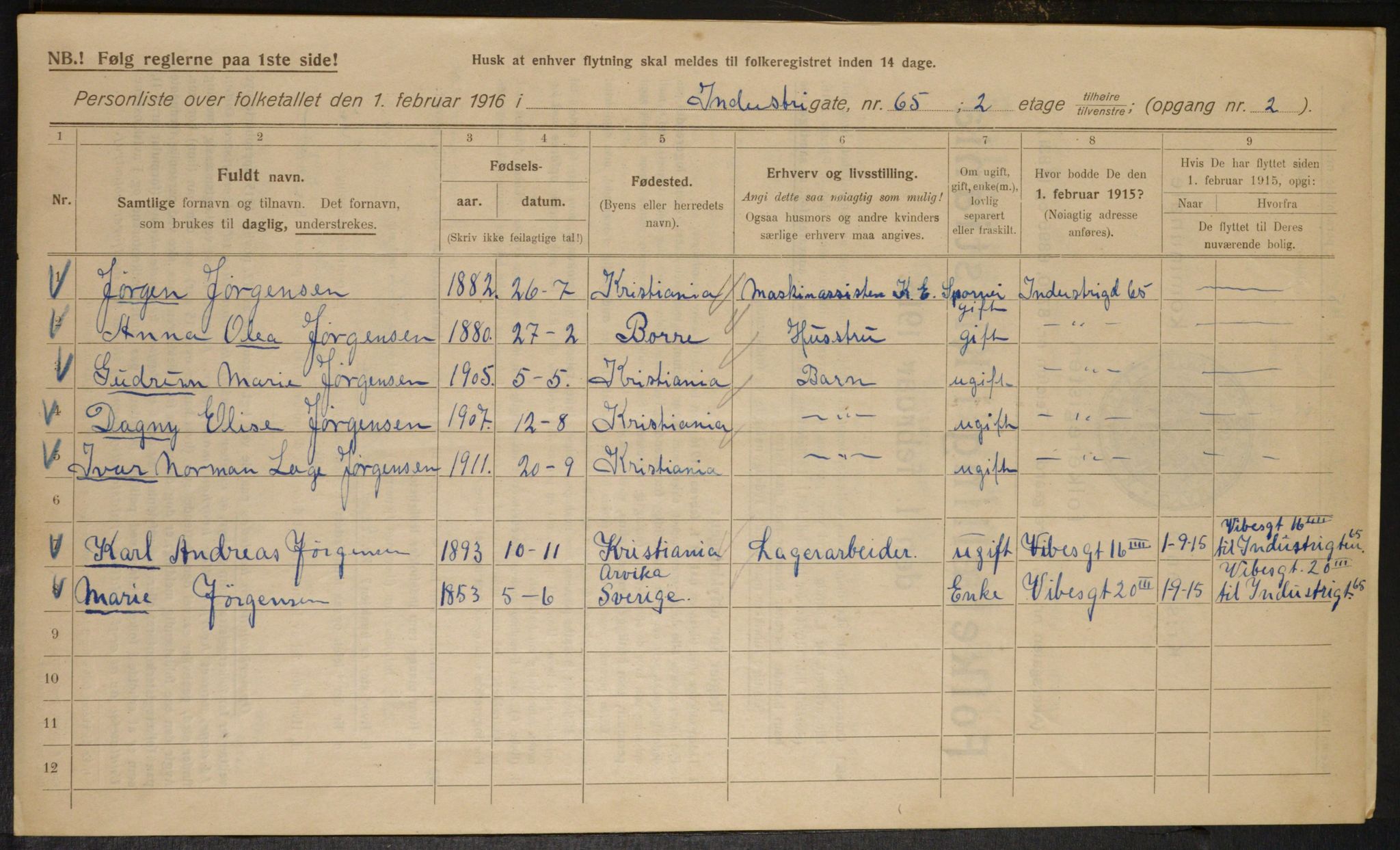 OBA, Kommunal folketelling 1.2.1916 for Kristiania, 1916, s. 44665