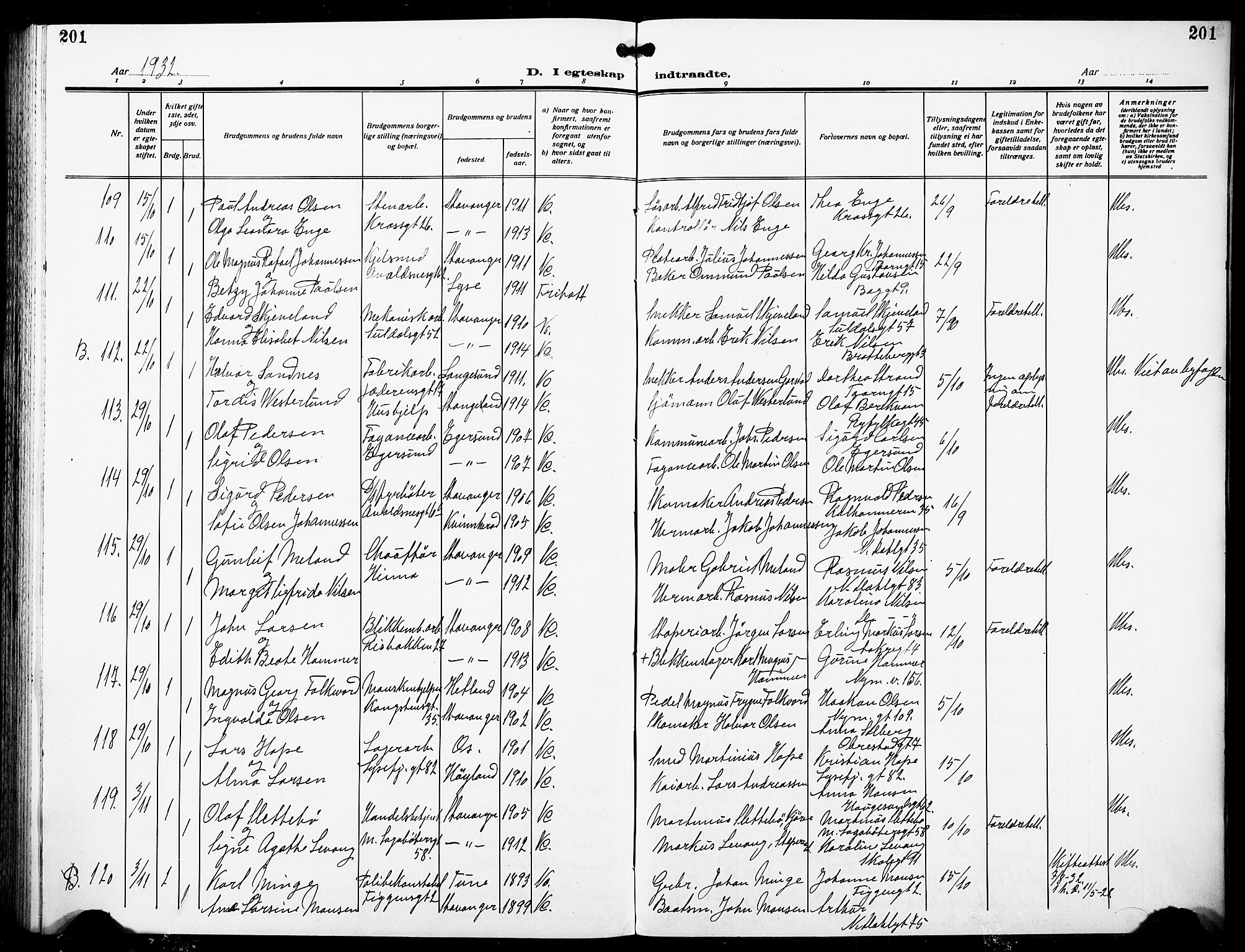 St. Johannes sokneprestkontor, AV/SAST-A-101814/001/30/30BB/L0007: Klokkerbok nr. B 7, 1917-1932, s. 201