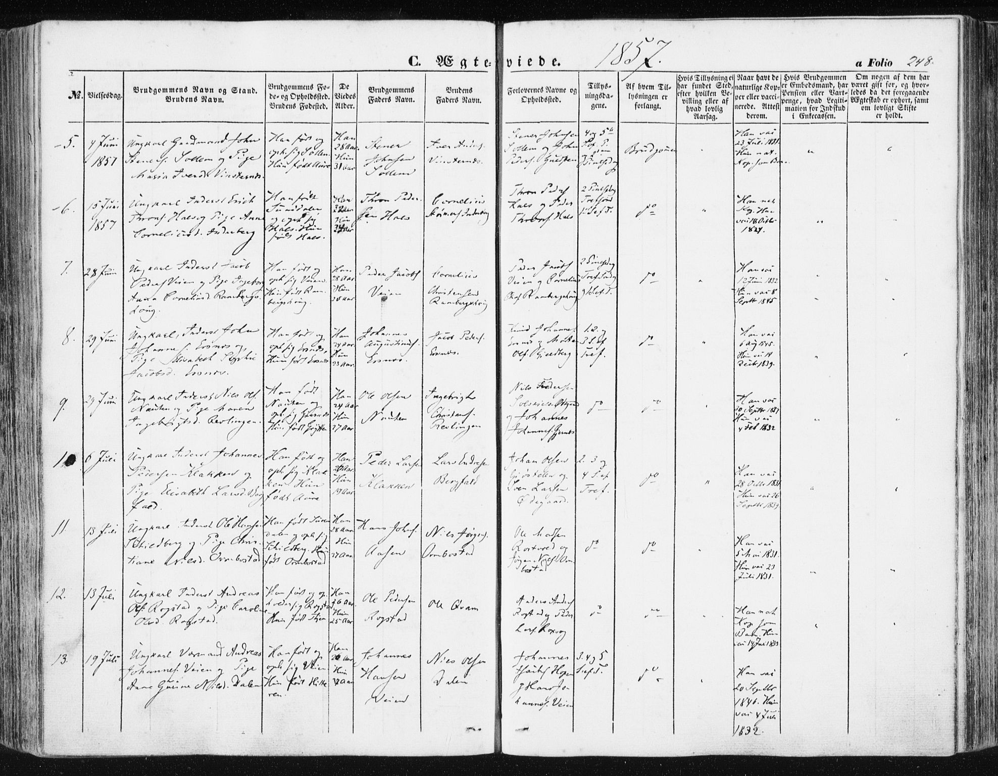 Ministerialprotokoller, klokkerbøker og fødselsregistre - Møre og Romsdal, AV/SAT-A-1454/581/L0937: Ministerialbok nr. 581A05, 1853-1872, s. 248