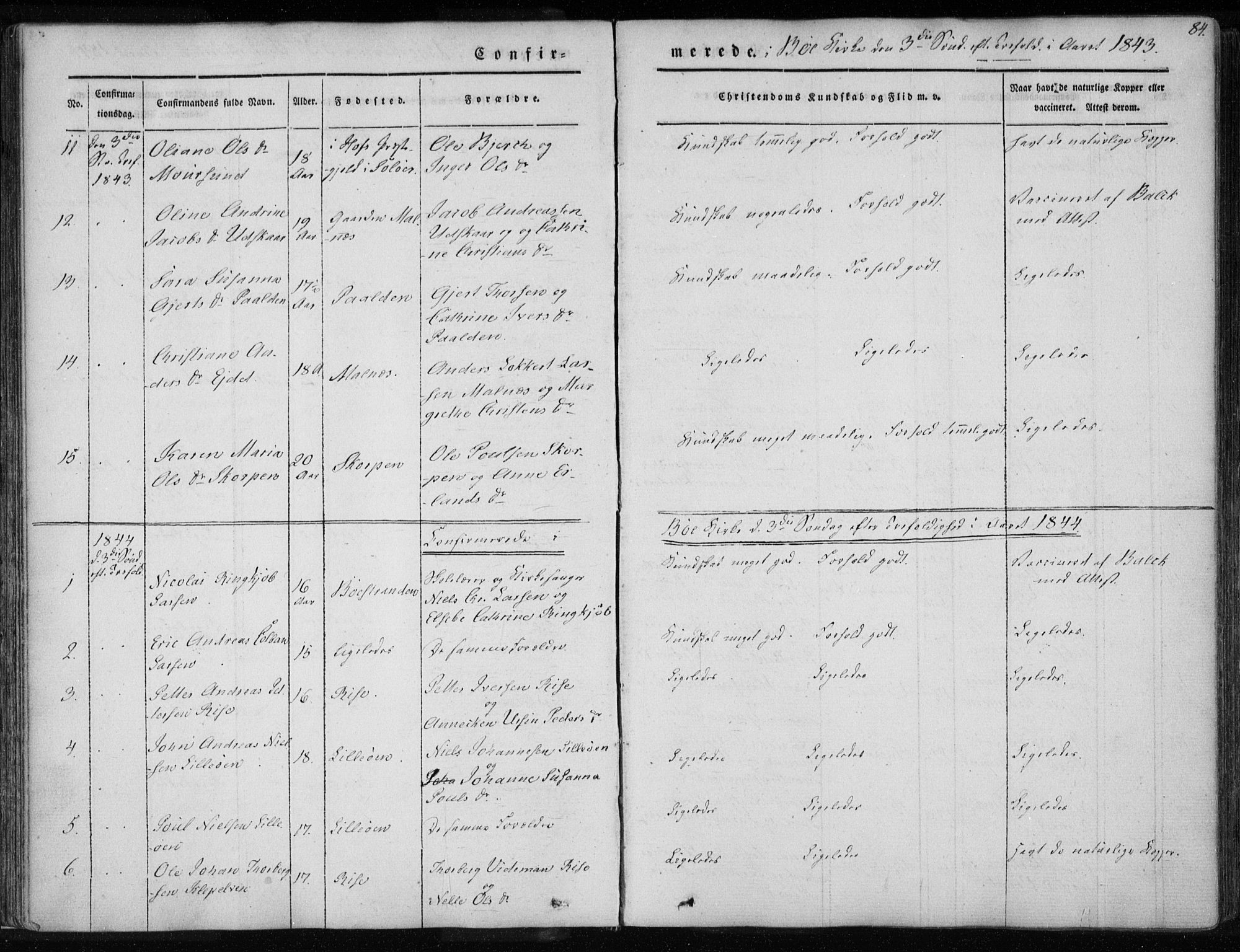 Ministerialprotokoller, klokkerbøker og fødselsregistre - Nordland, AV/SAT-A-1459/891/L1299: Ministerialbok nr. 891A04, 1841-1856, s. 84