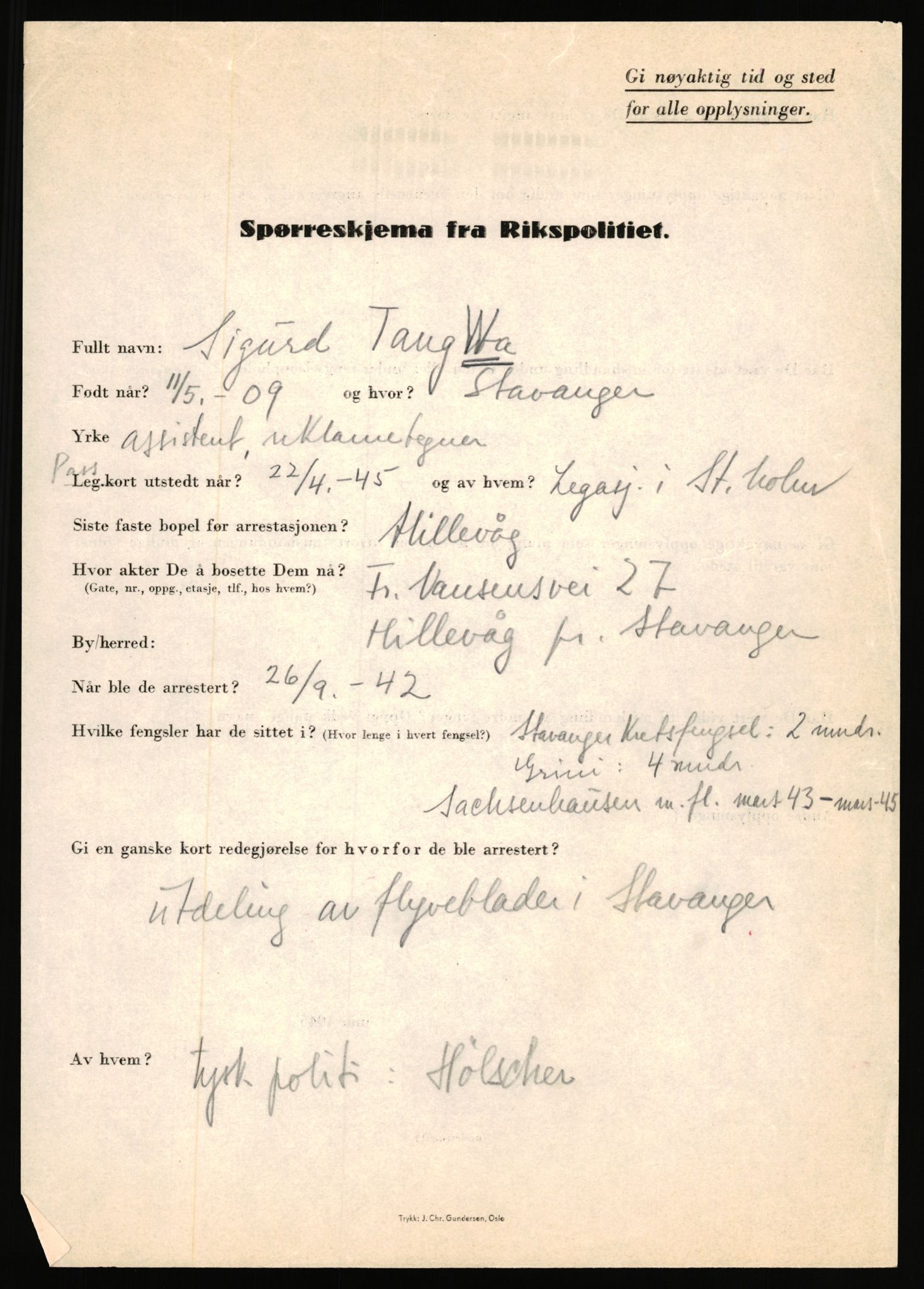 Rikspolitisjefen, AV/RA-S-1560/L/L0017: Tidemann, Hermann G. - Veum, Tjostolv, 1940-1945, s. 788