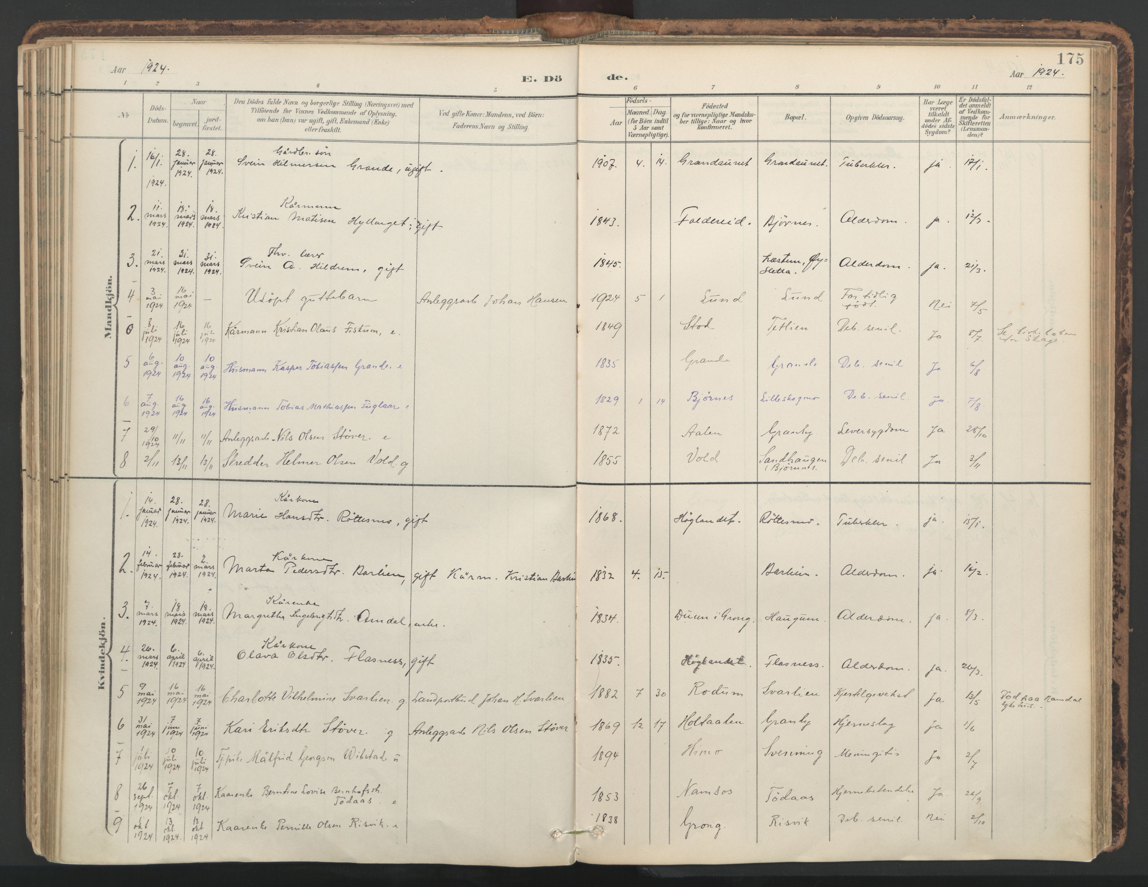 Ministerialprotokoller, klokkerbøker og fødselsregistre - Nord-Trøndelag, AV/SAT-A-1458/764/L0556: Ministerialbok nr. 764A11, 1897-1924, s. 175