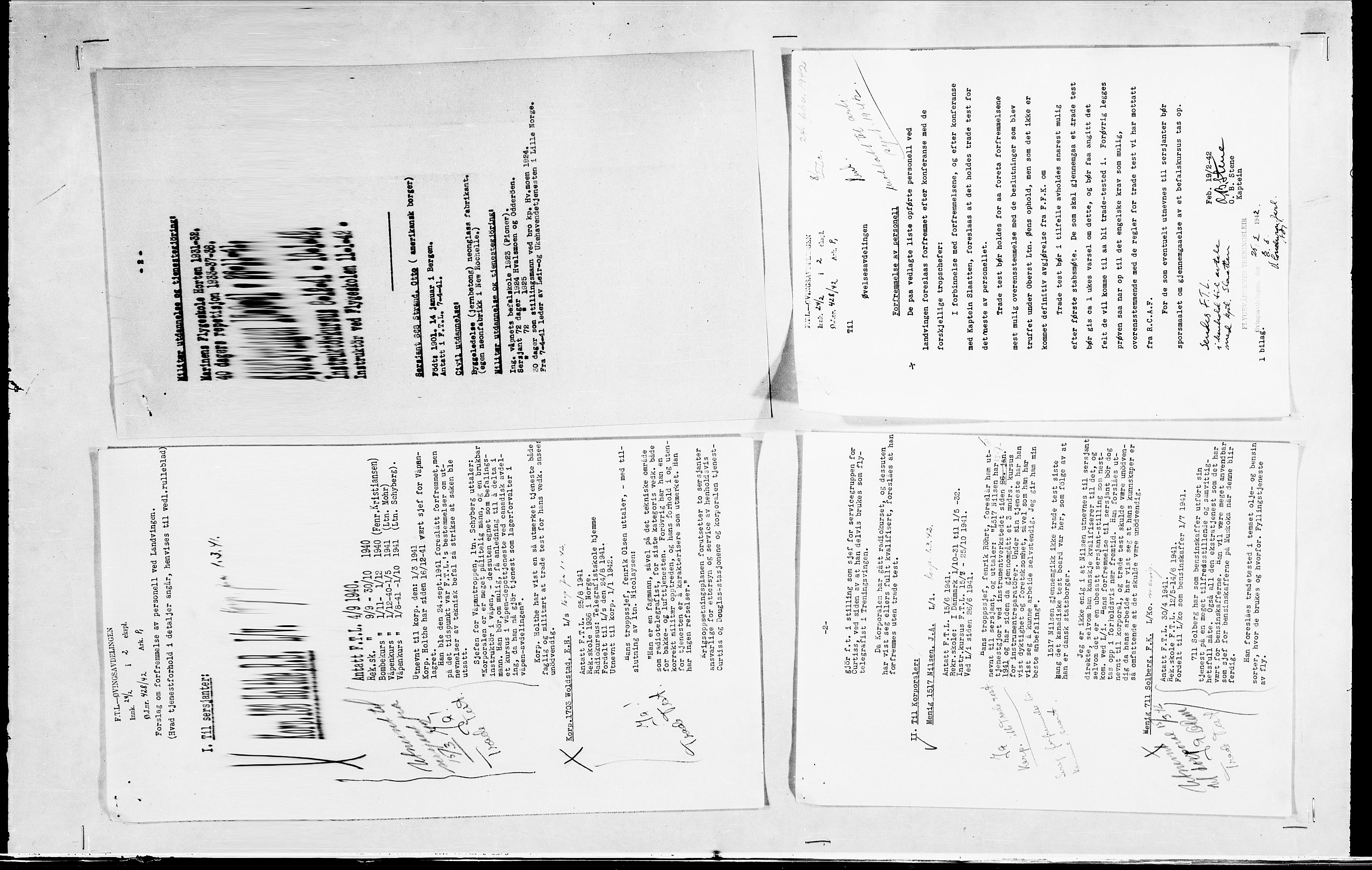 Forsvaret, Flyvåpnenes treningsleir 1940-1945, AV/RA-RAFA-3974/V/L0038: Ekspedisjonskontoret. 8. Personellkontoret, 1940-1945