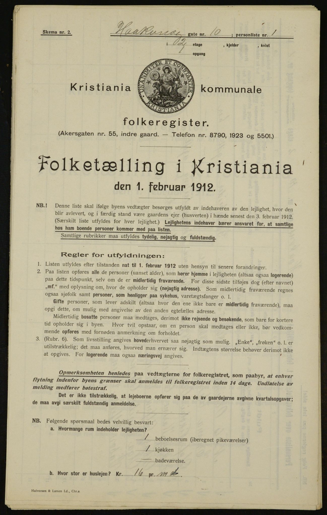 OBA, Kommunal folketelling 1.2.1912 for Kristiania, 1912, s. 43112