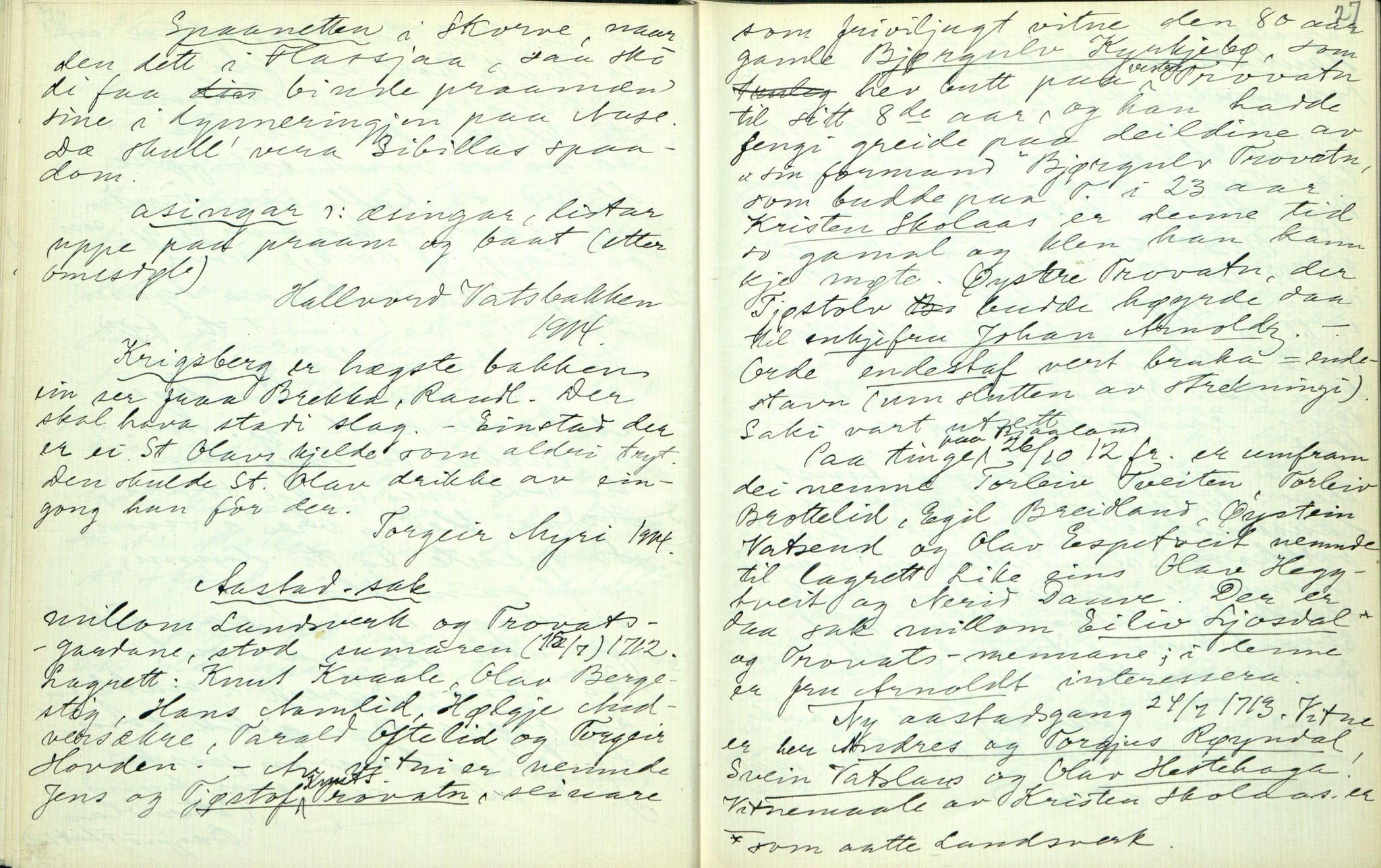Rikard Berge, TEMU/TGM-A-1003/F/L0003/0003: 061-100 Innholdslister / 63 Truir, ordtøke, skjemtesegnir m.m., 1910, s. 26-27