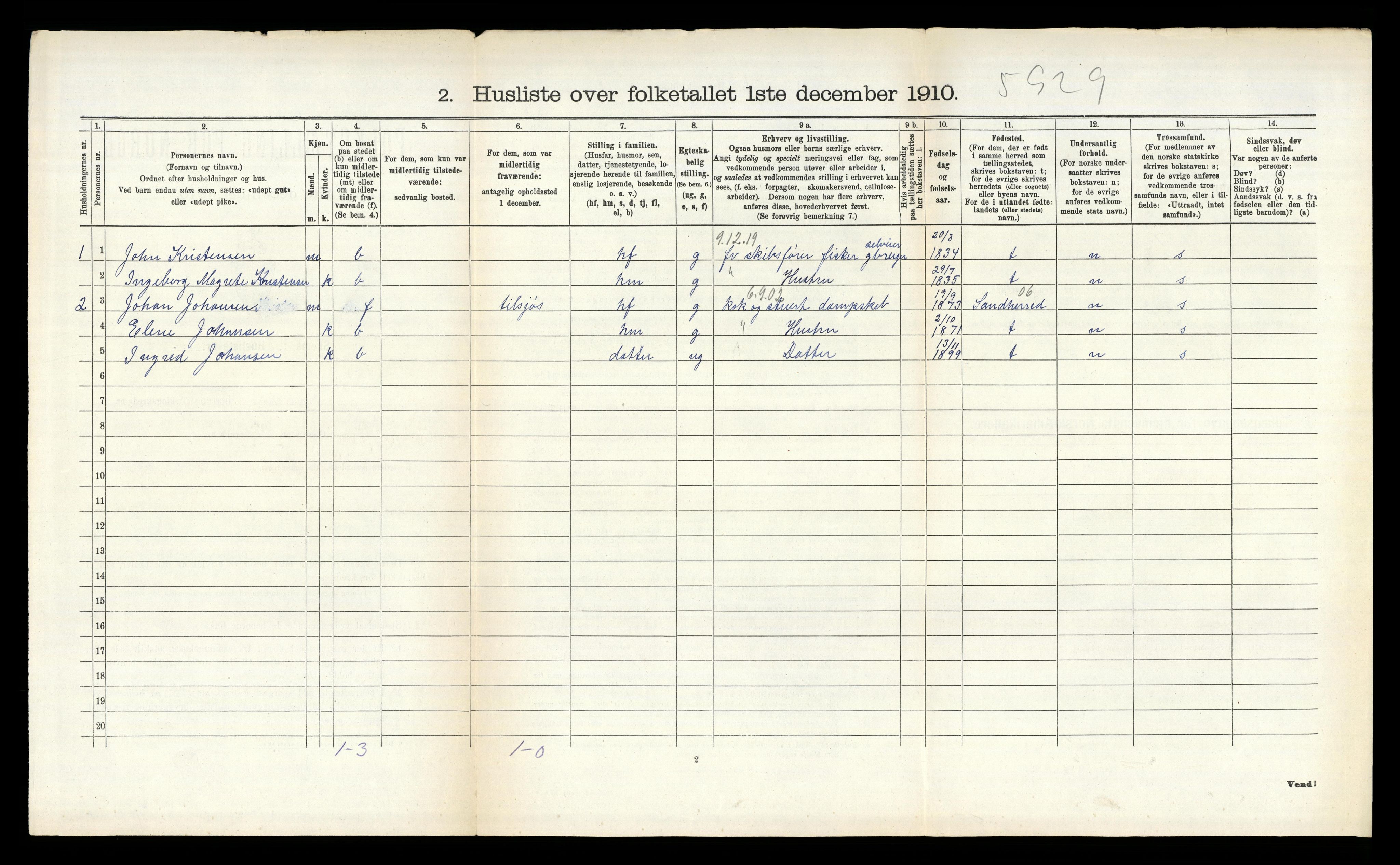 RA, Folketelling 1910 for 0915 Dypvåg herred, 1910, s. 239