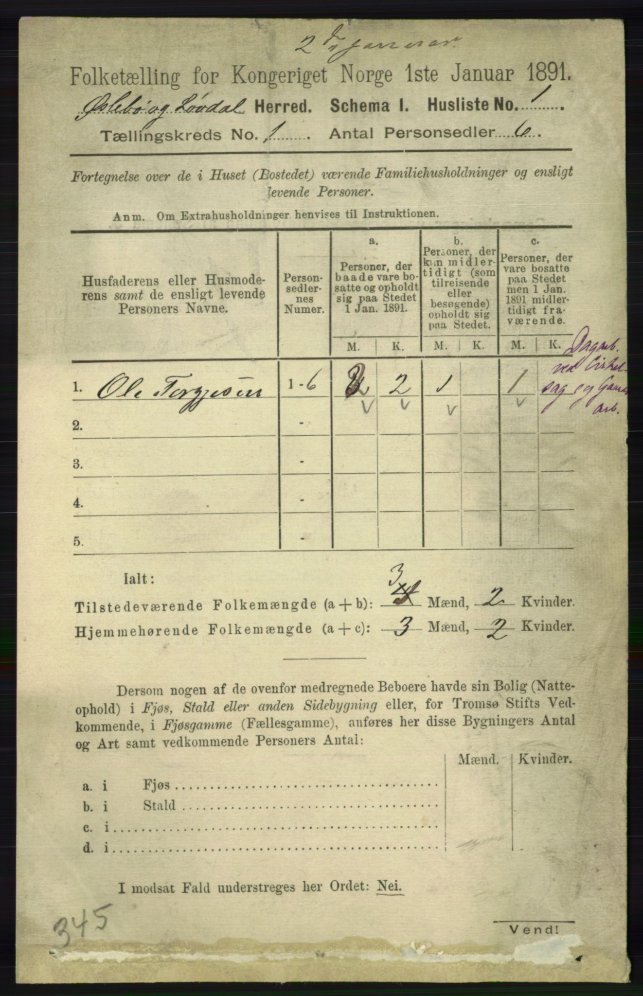 RA, Folketelling 1891 for 1021 Øyslebø og Laudal herred, 1891, s. 24