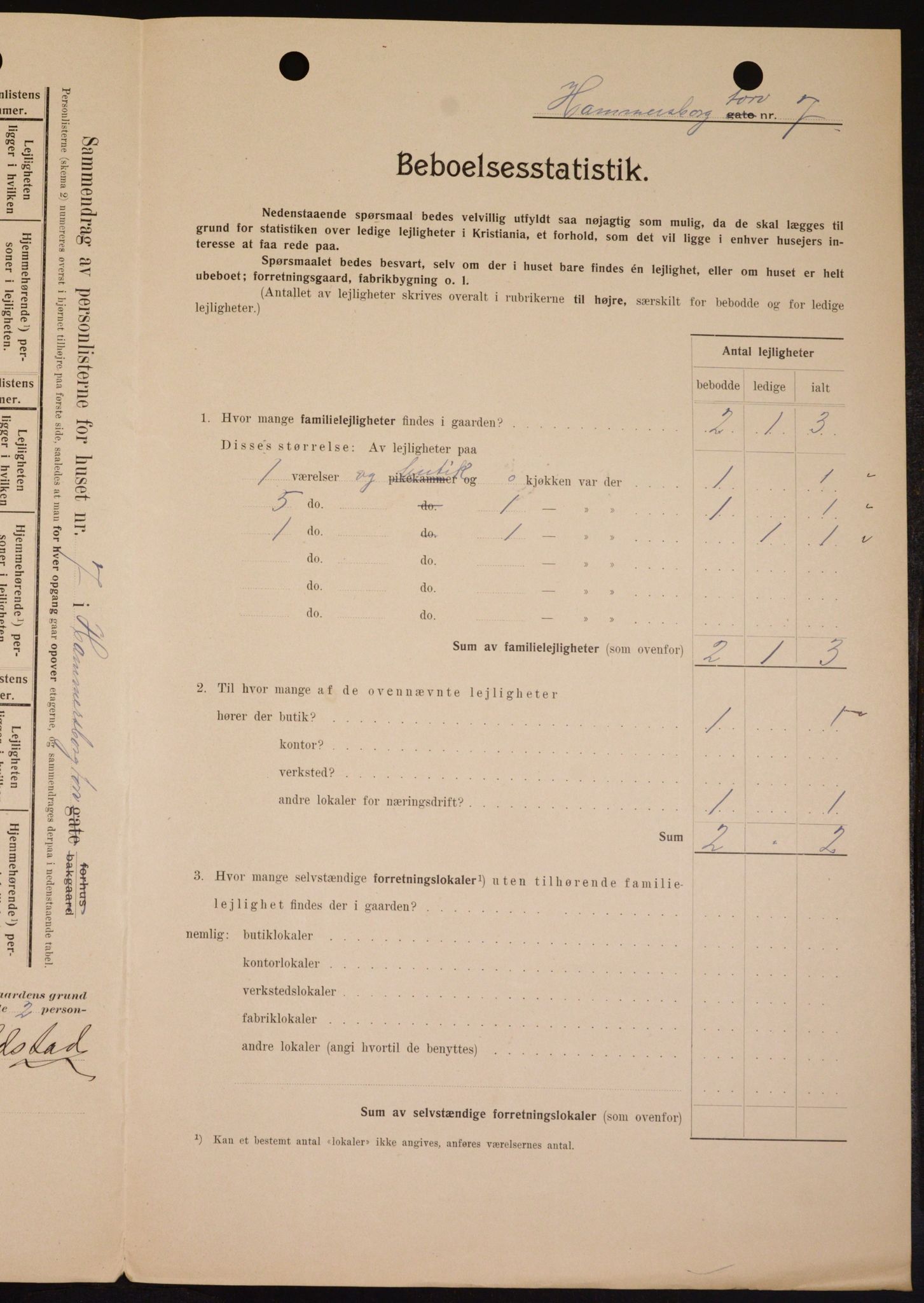 OBA, Kommunal folketelling 1.2.1909 for Kristiania kjøpstad, 1909, s. 31267