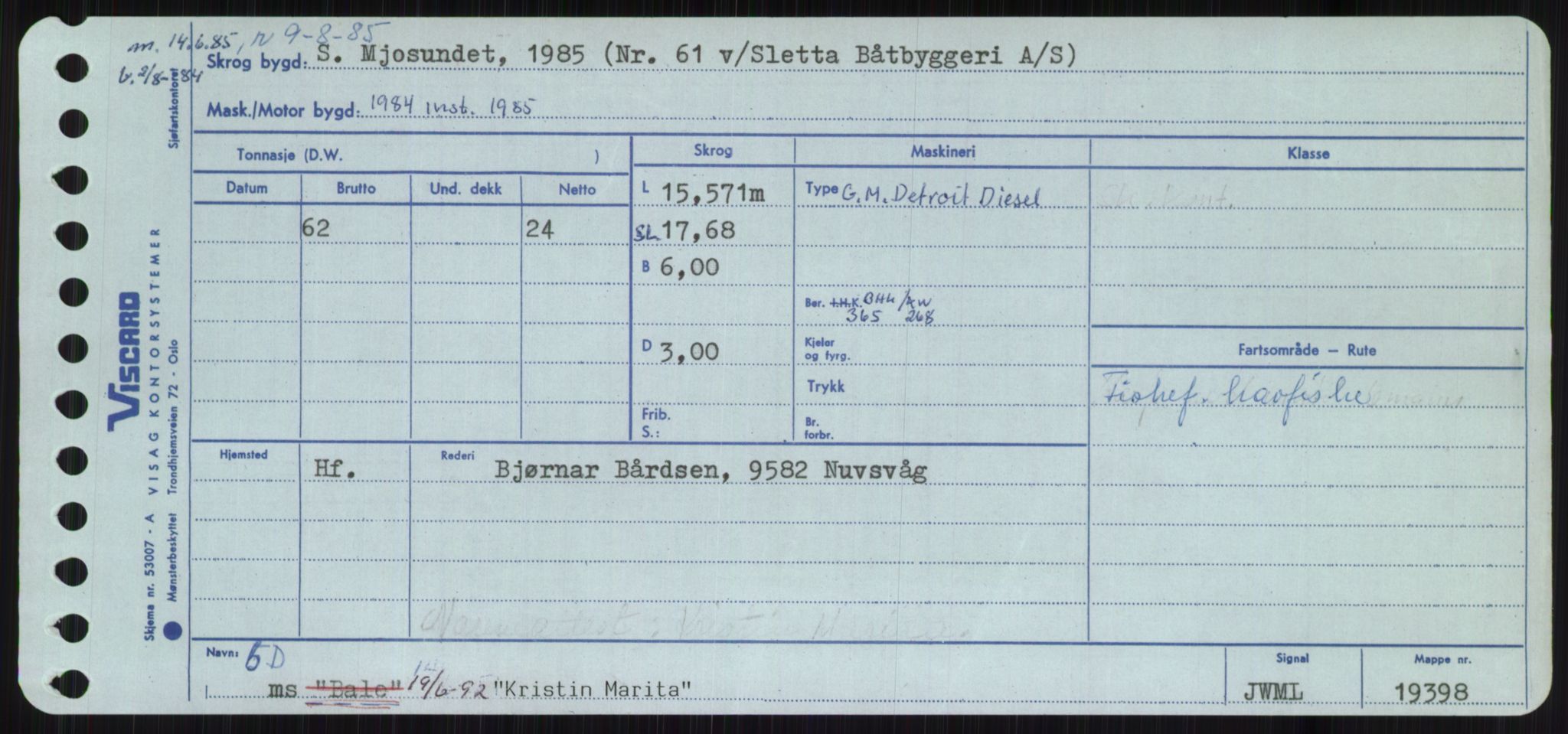 Sjøfartsdirektoratet med forløpere, Skipsmålingen, RA/S-1627/H/Ha/L0003/0002: Fartøy, Hilm-Mar / Fartøy, Kom-Mar, s. 67