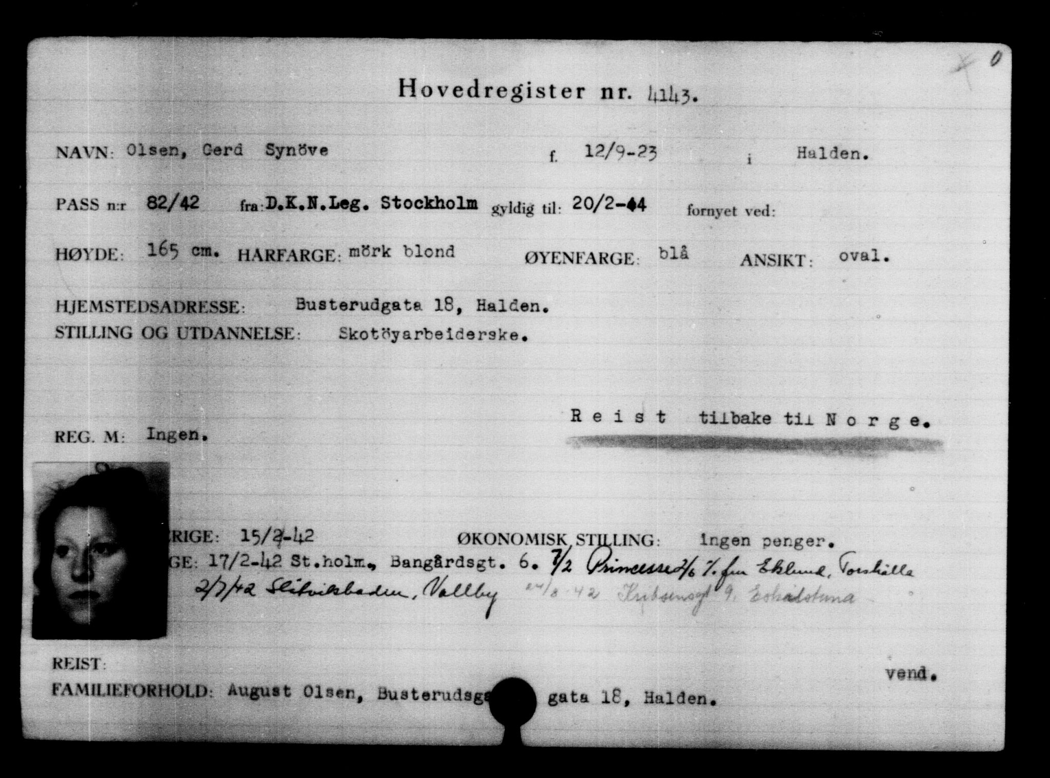 Utenriksstasjonene, Legasjonen i Stockholm, Flyktningkontoret, AV/RA-S-6753/V/Va/L0004: Kjesäterkartoteket, flyktninger med registreringsnr. 3496-6610, 1940-1945, s. 771