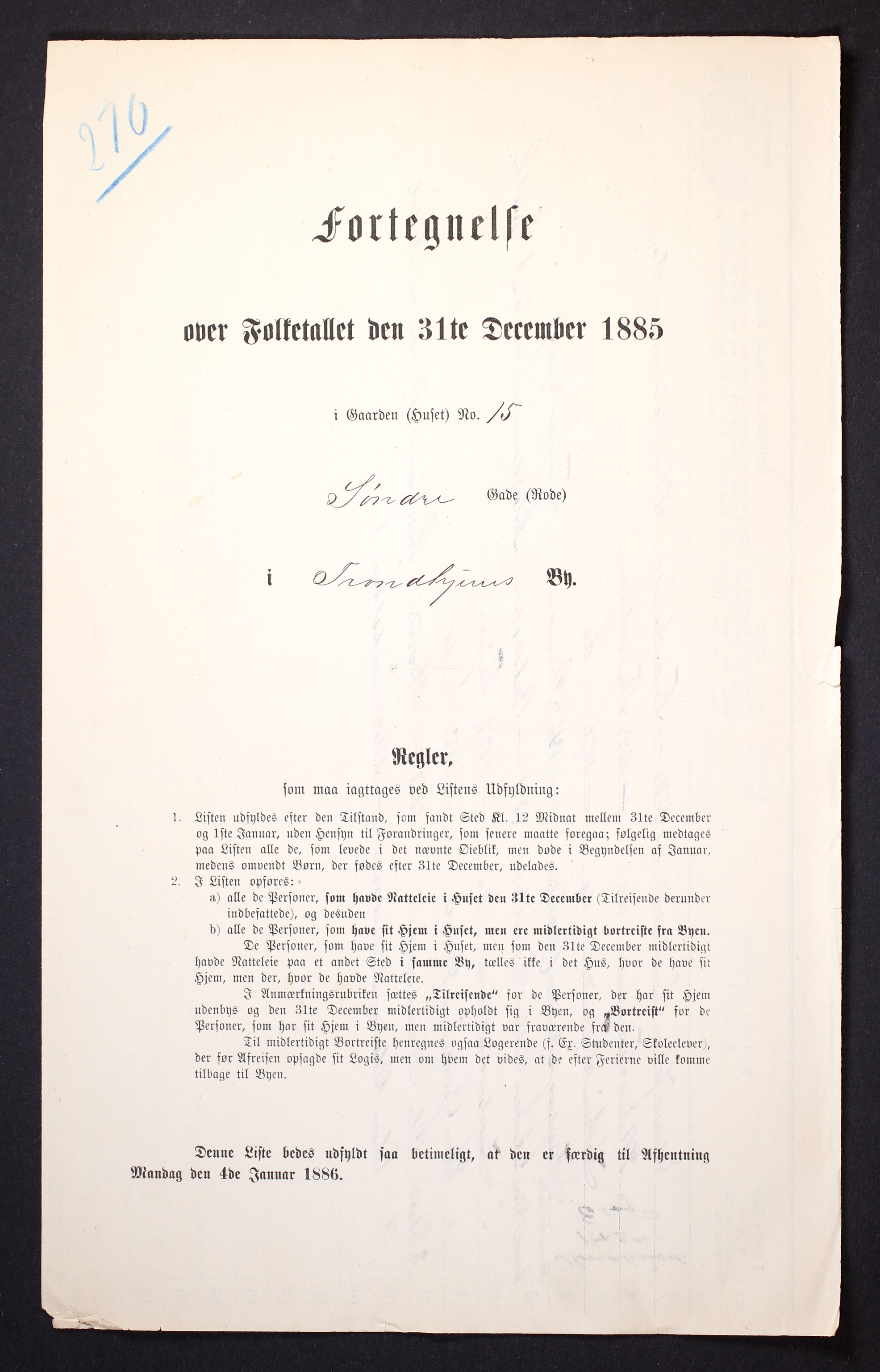 SAT, Folketelling 1885 for 1601 Trondheim kjøpstad, 1885, s. 1101