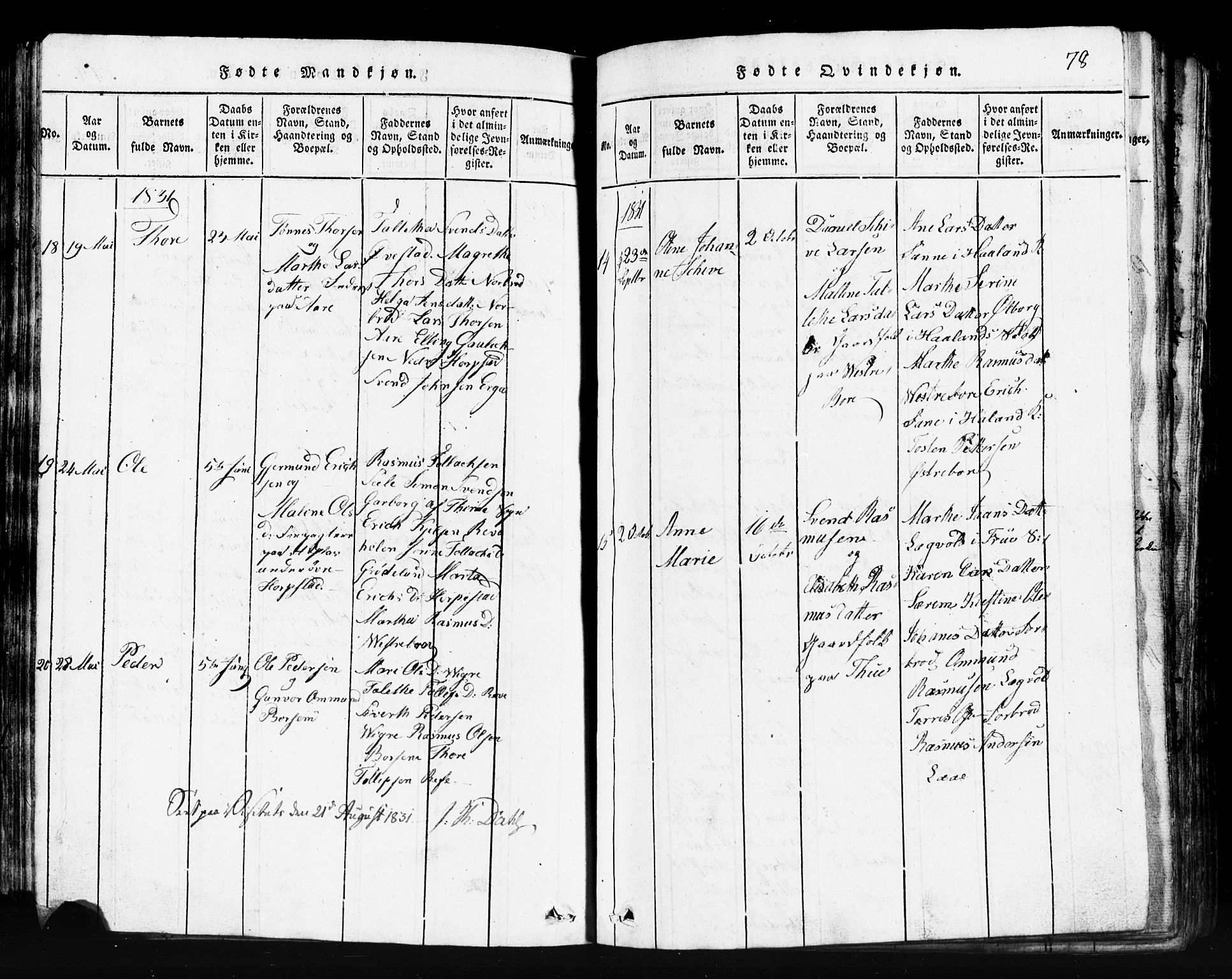 Klepp sokneprestkontor, AV/SAST-A-101803/001/3/30BB/L0001: Klokkerbok nr.  B 1, 1816-1859, s. 78