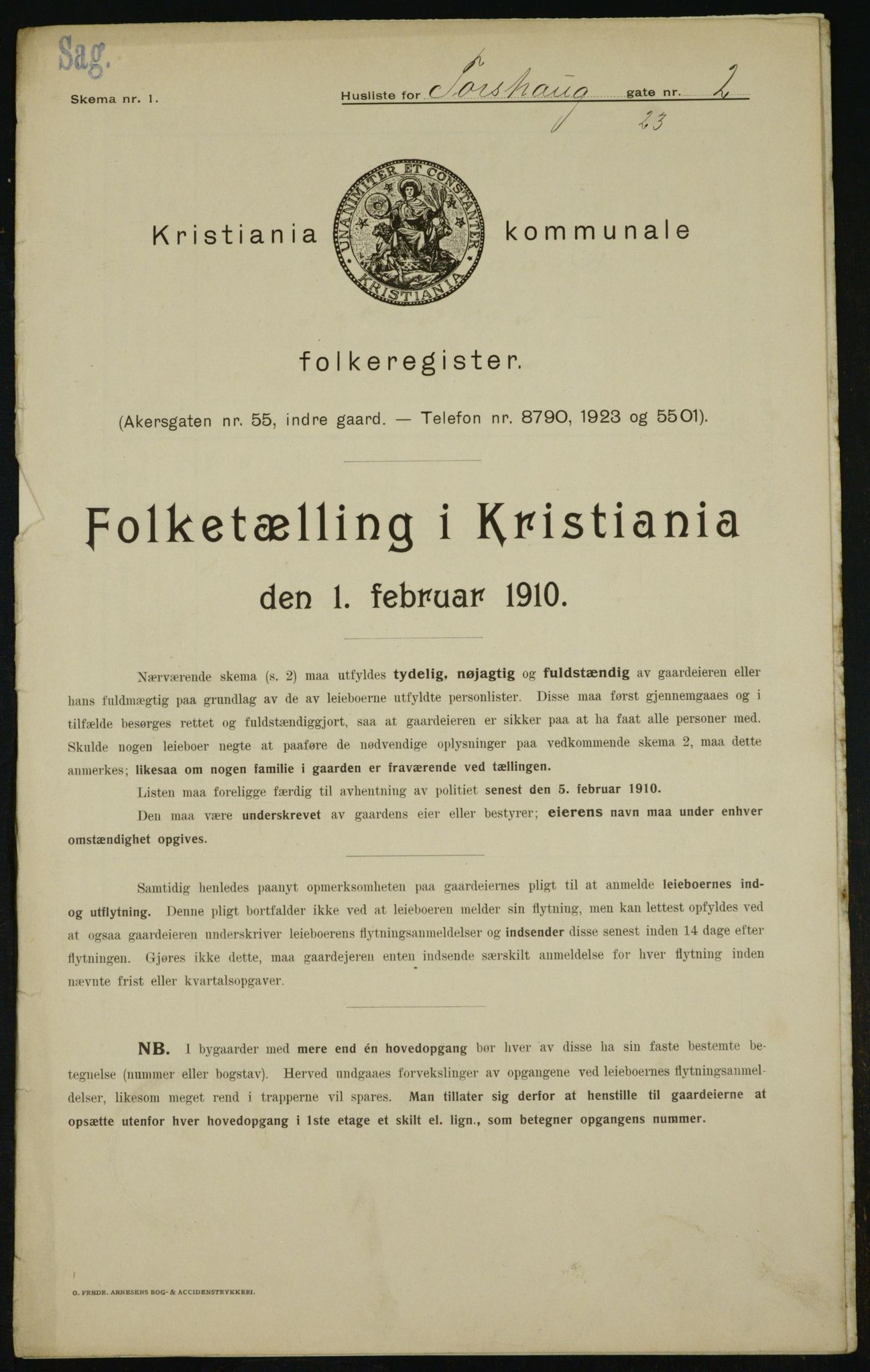 OBA, Kommunal folketelling 1.2.1910 for Kristiania, 1910, s. 108607