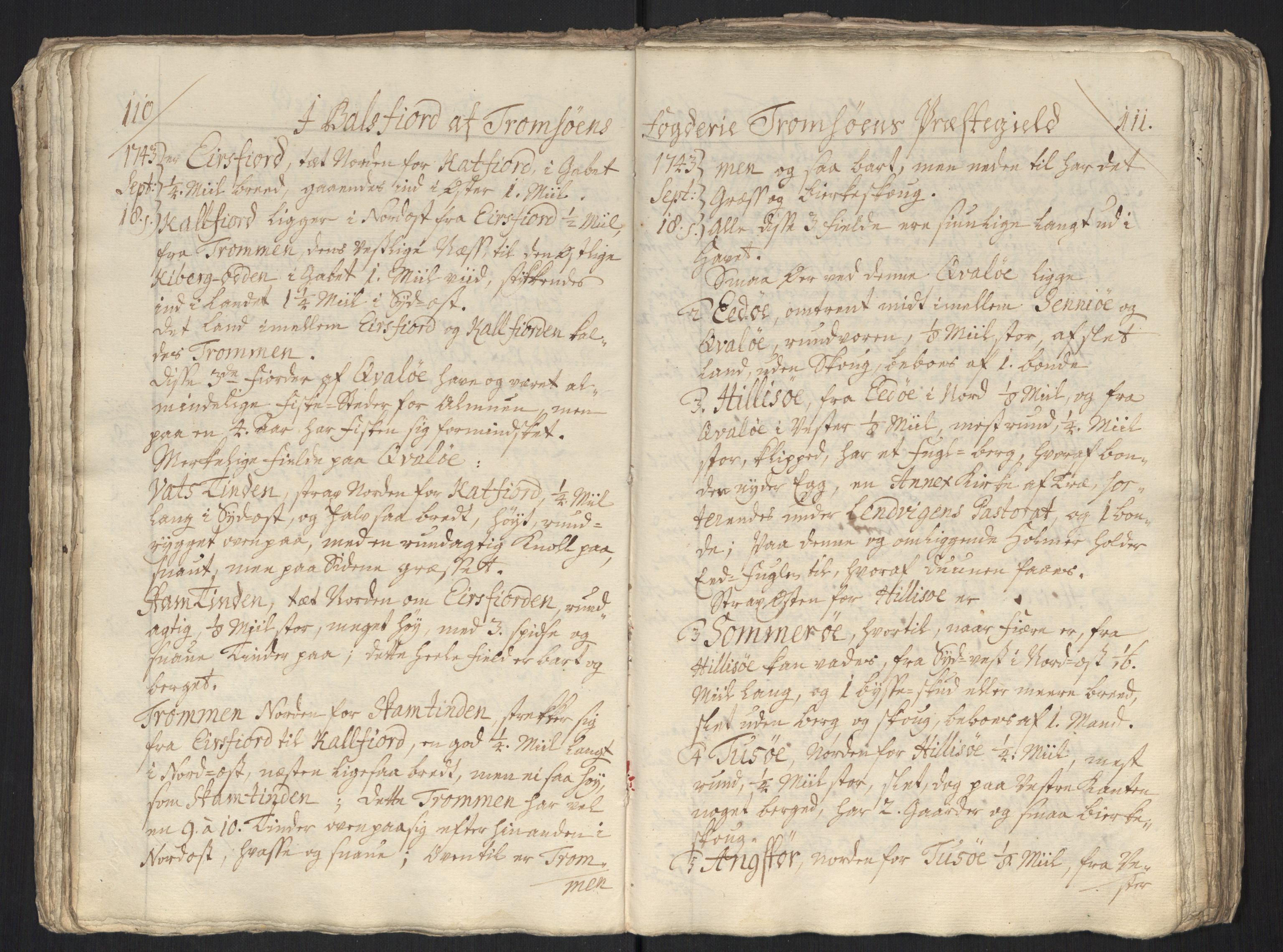 Danske Kanselli, Grensearkivet, AV/RA-EA-4062/F/L0011a/0002: Volum XXIII-XXVIa / Vol. XXIV: Major Schnitlers grenseeksaminasjonsprotokoll, 4. bind, 1743, s. 110-111