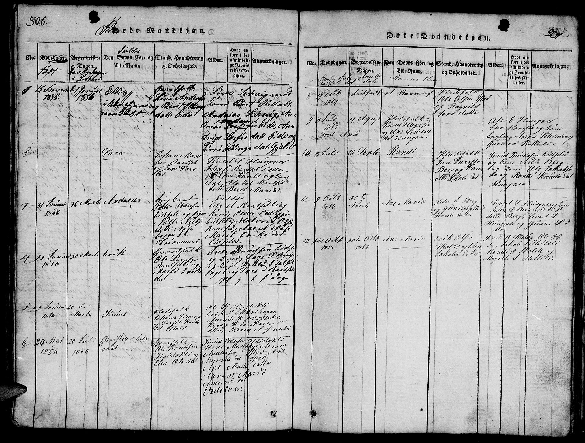 Ministerialprotokoller, klokkerbøker og fødselsregistre - Møre og Romsdal, SAT/A-1454/557/L0683: Klokkerbok nr. 557C01, 1818-1862, s. 306-307