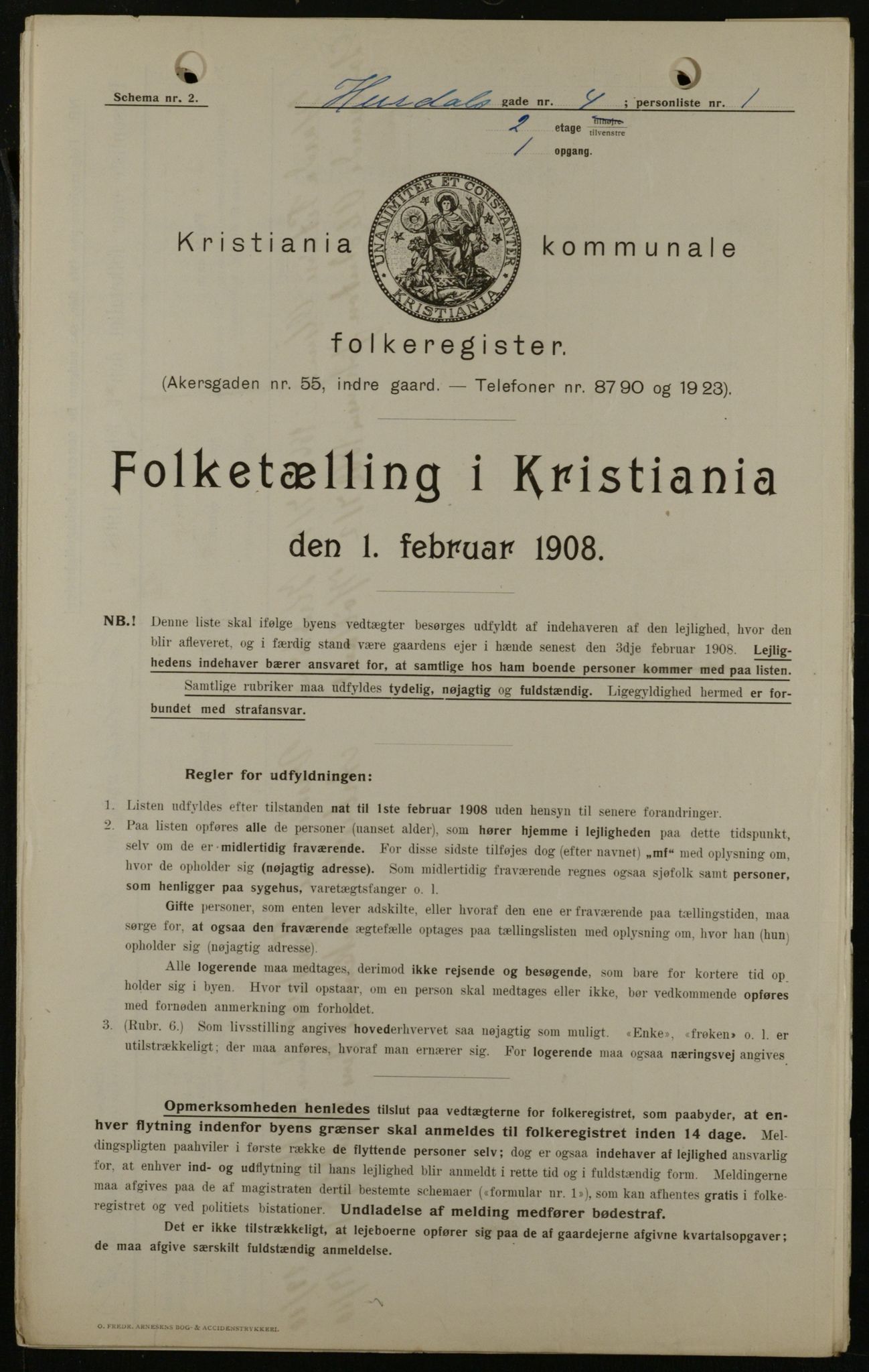 OBA, Kommunal folketelling 1.2.1908 for Kristiania kjøpstad, 1908, s. 37976