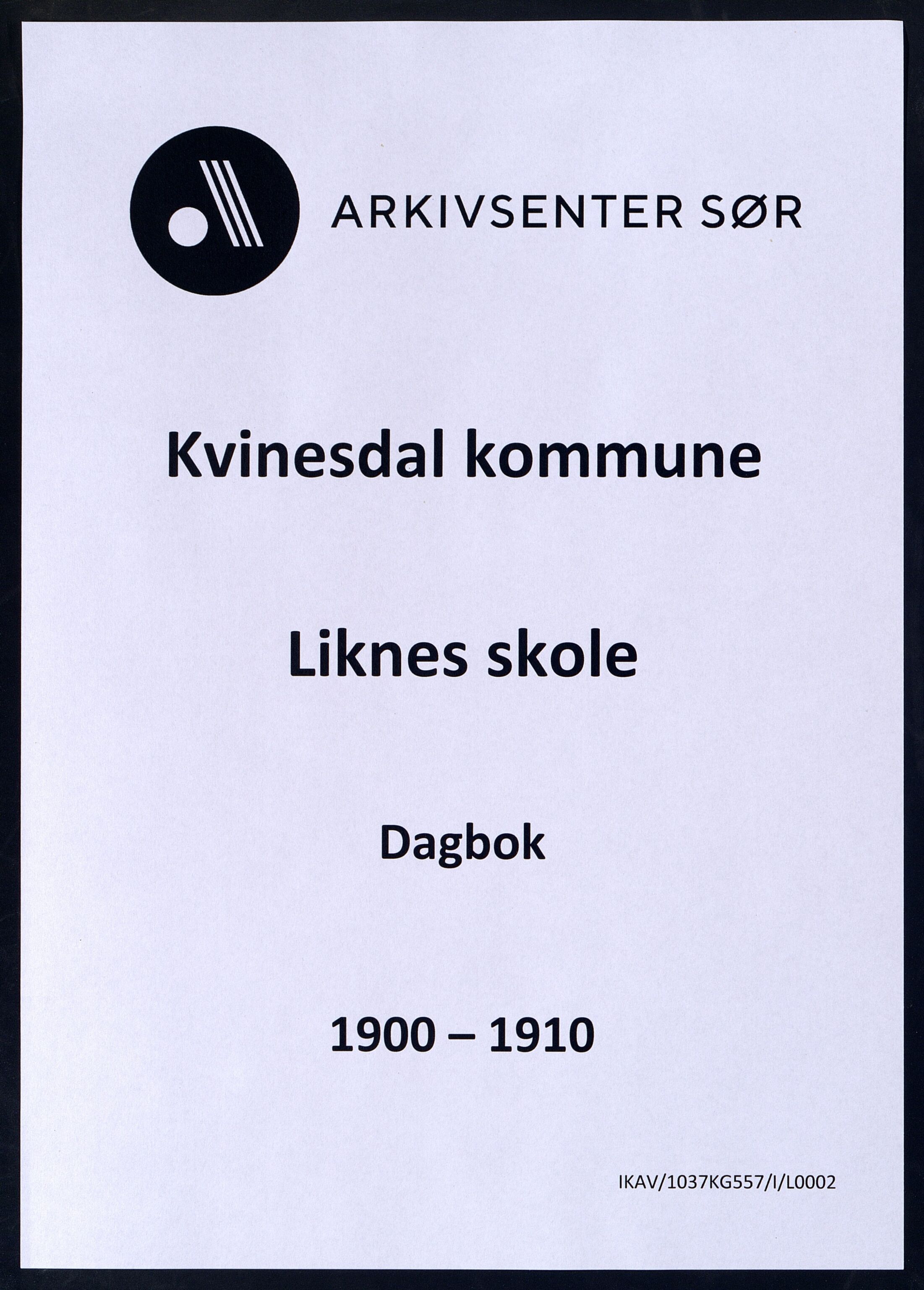 Kvinesdal kommune - Liknes Skole, ARKSOR/1037KG557/I/L0002: Dagbok, 1900-1910