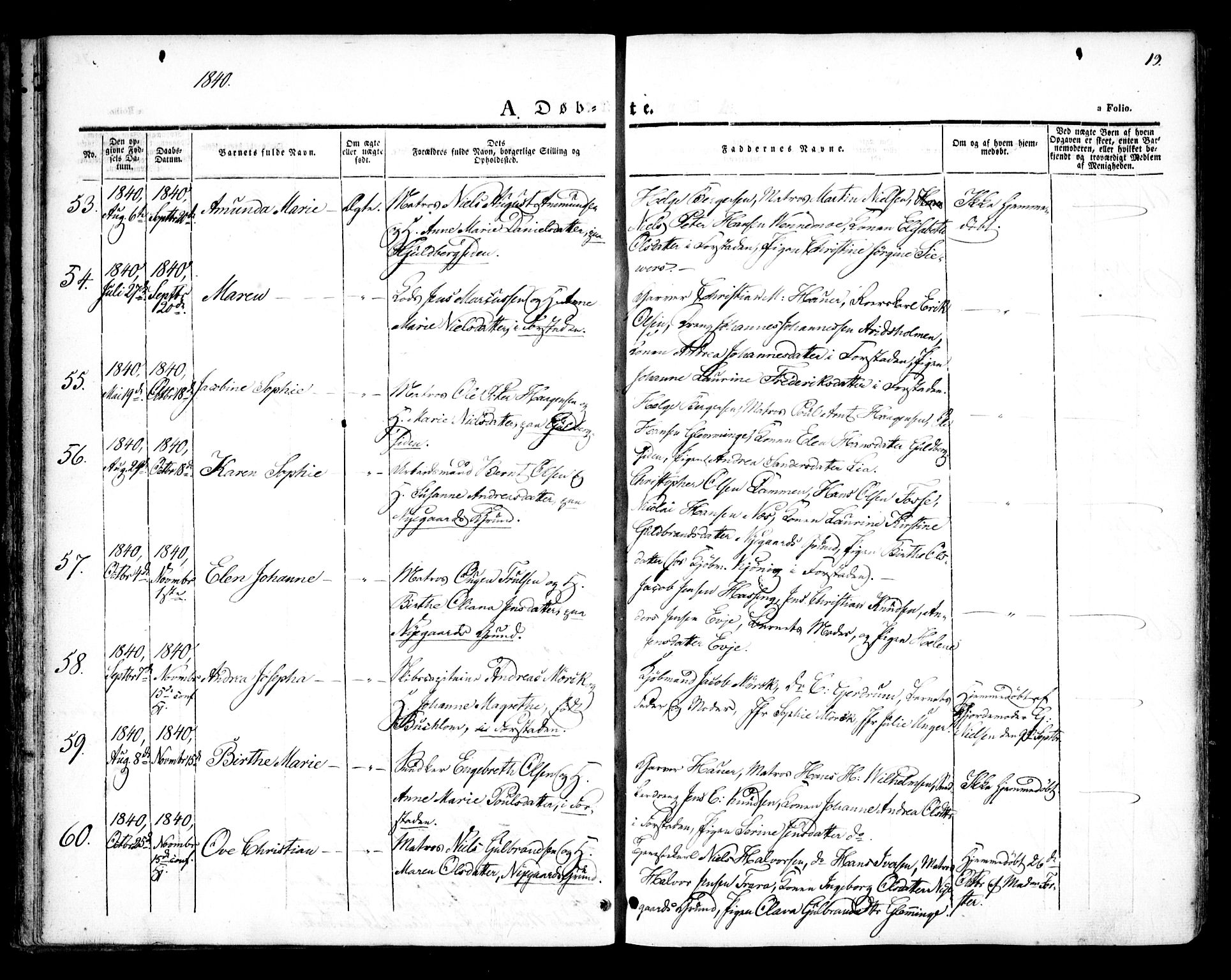 Glemmen prestekontor Kirkebøker, AV/SAO-A-10908/F/Fa/L0005: Ministerialbok nr. 5, 1838-1852, s. 19