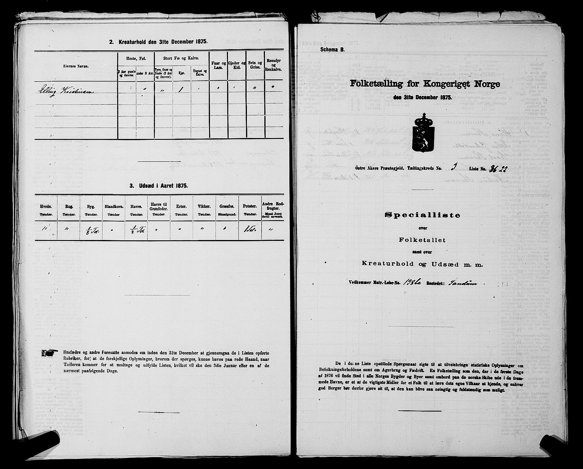 RA, Folketelling 1875 for 0218bP Østre Aker prestegjeld, 1875, s. 1057