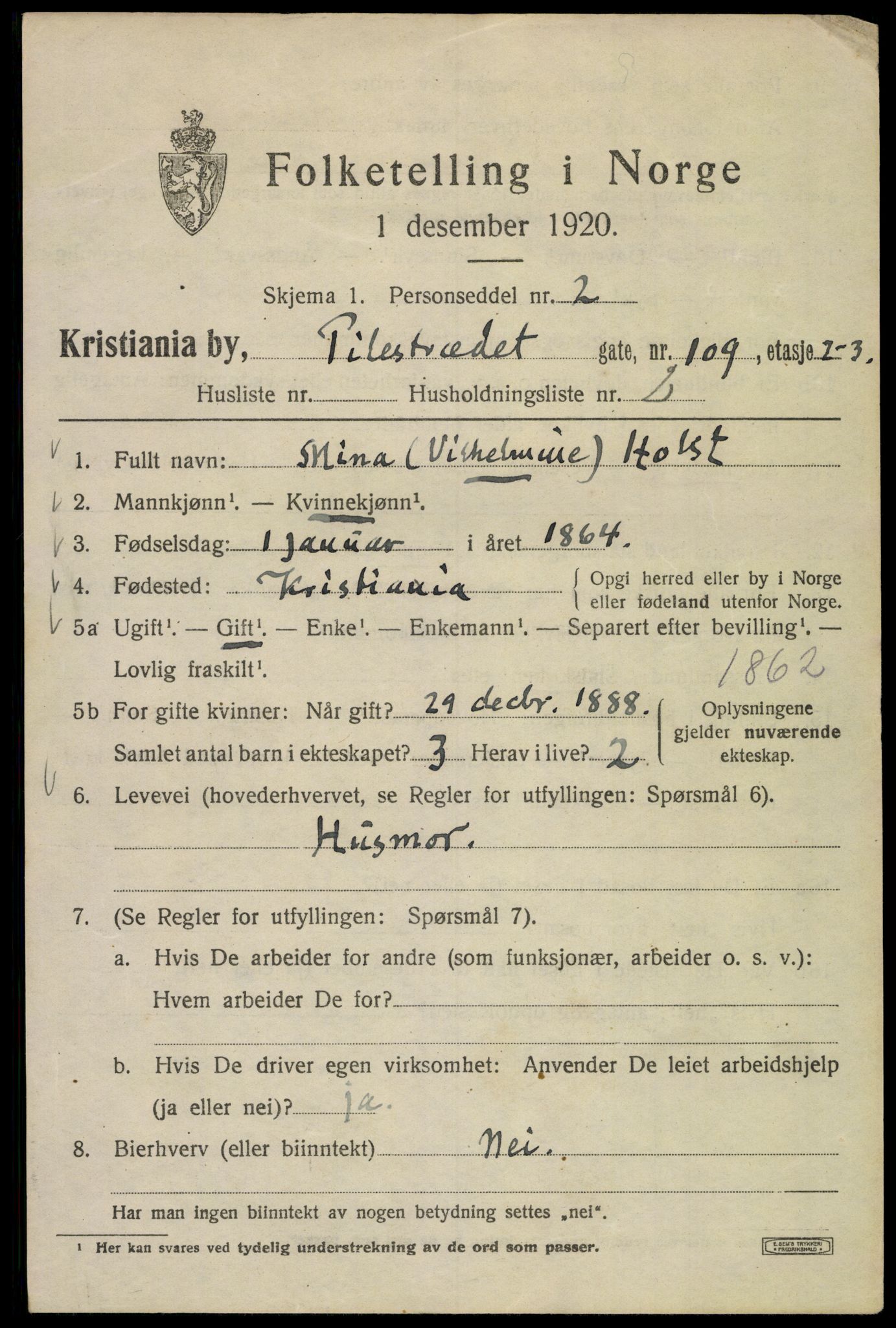 SAO, Folketelling 1920 for 0301 Kristiania kjøpstad, 1920, s. 453197