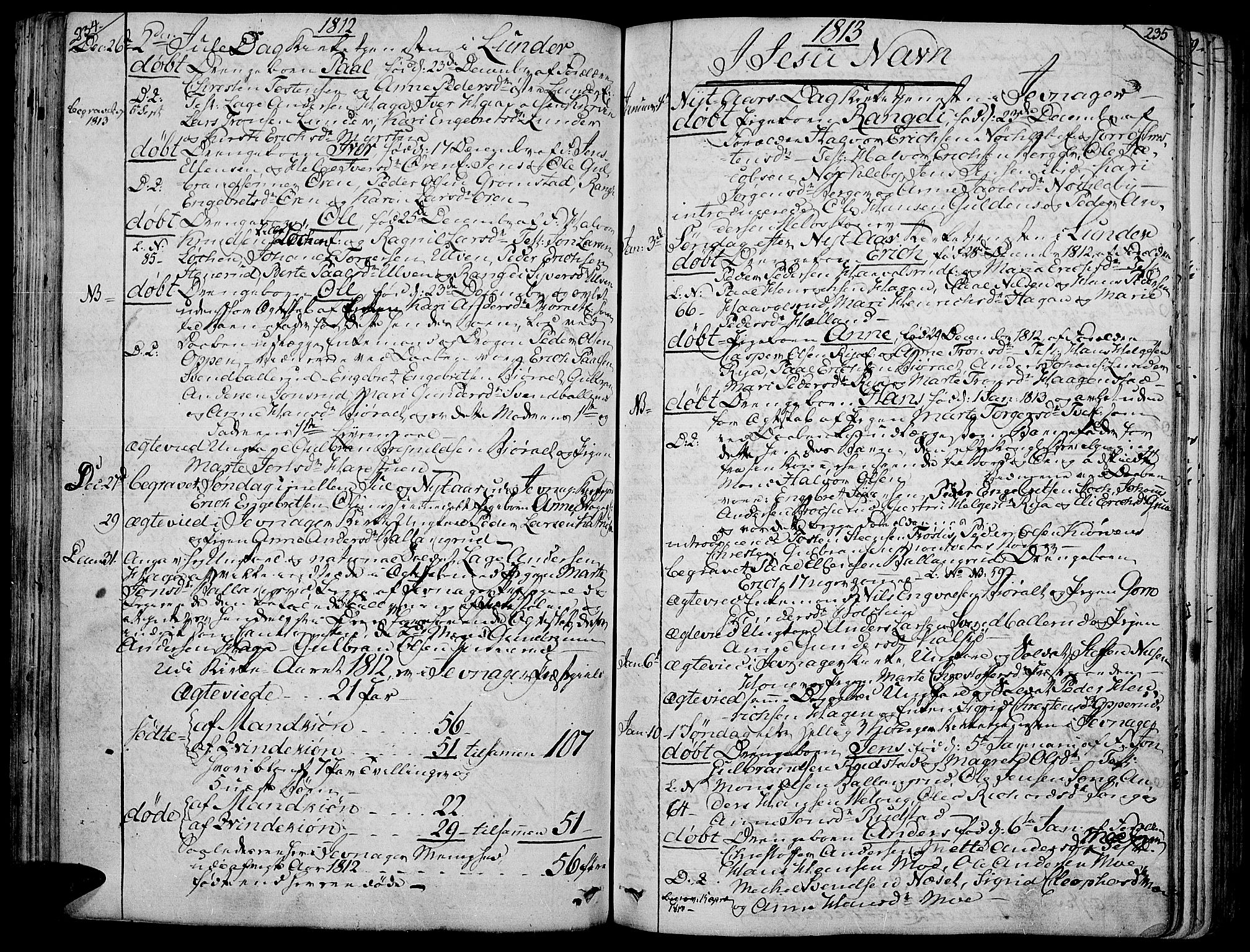 Jevnaker prestekontor, AV/SAH-PREST-116/H/Ha/Haa/L0004: Ministerialbok nr. 4, 1800-1861, s. 234-235