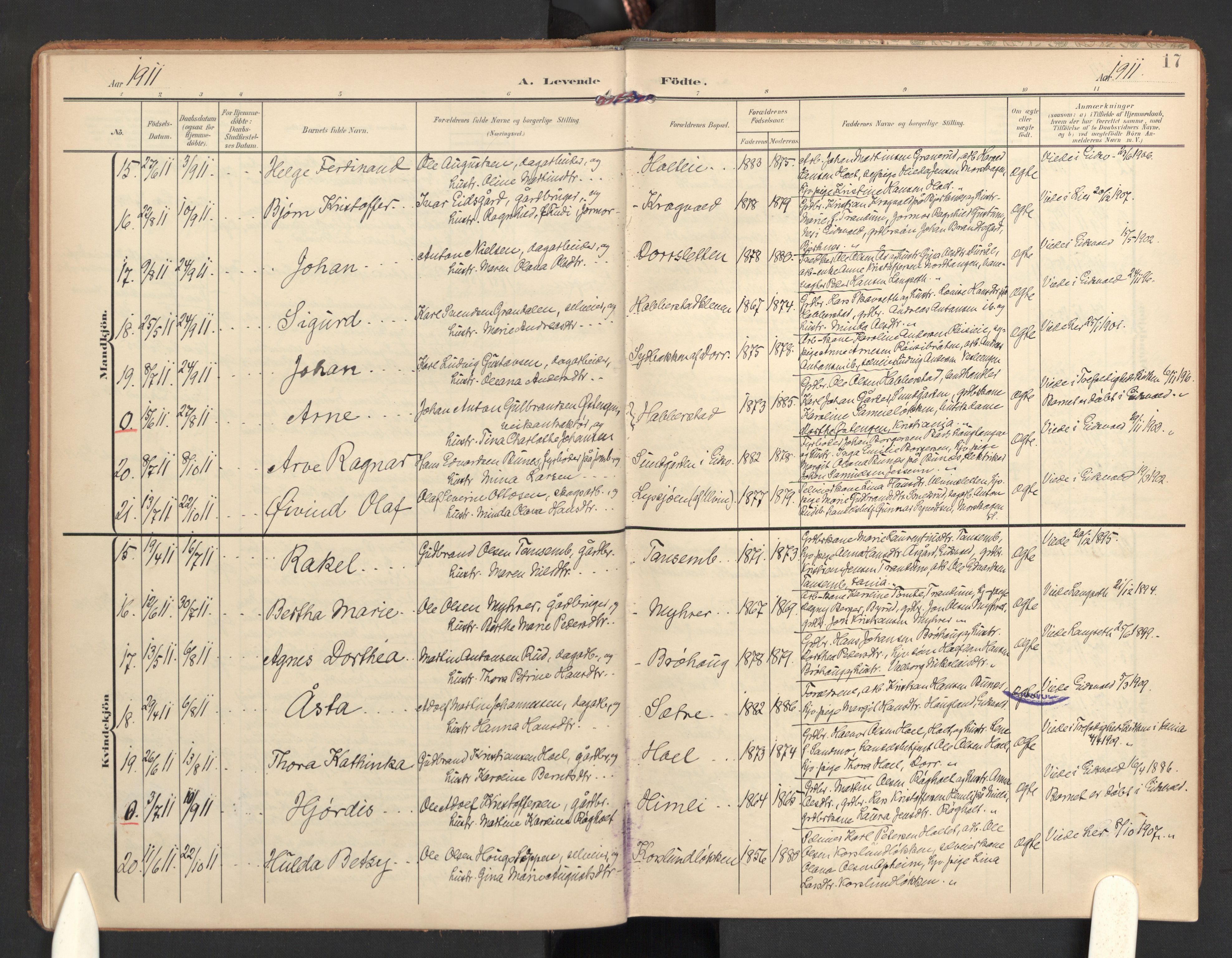 Eidsvoll prestekontor Kirkebøker, AV/SAO-A-10888/G/Gb/L0003: Klokkerbok nr. II 3, 1908-1919, s. 17