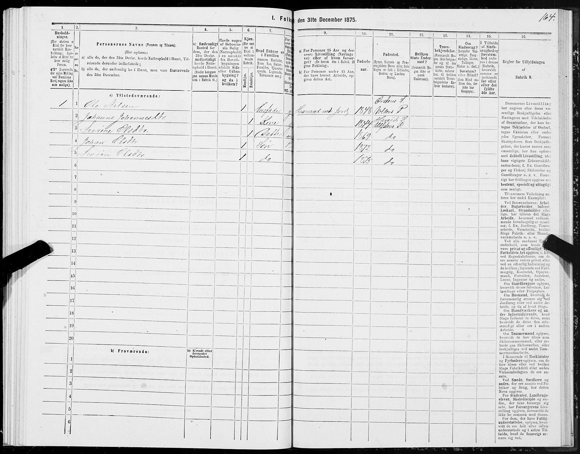 SAT, Folketelling 1875 for 1516P Ulstein prestegjeld, 1875, s. 5164