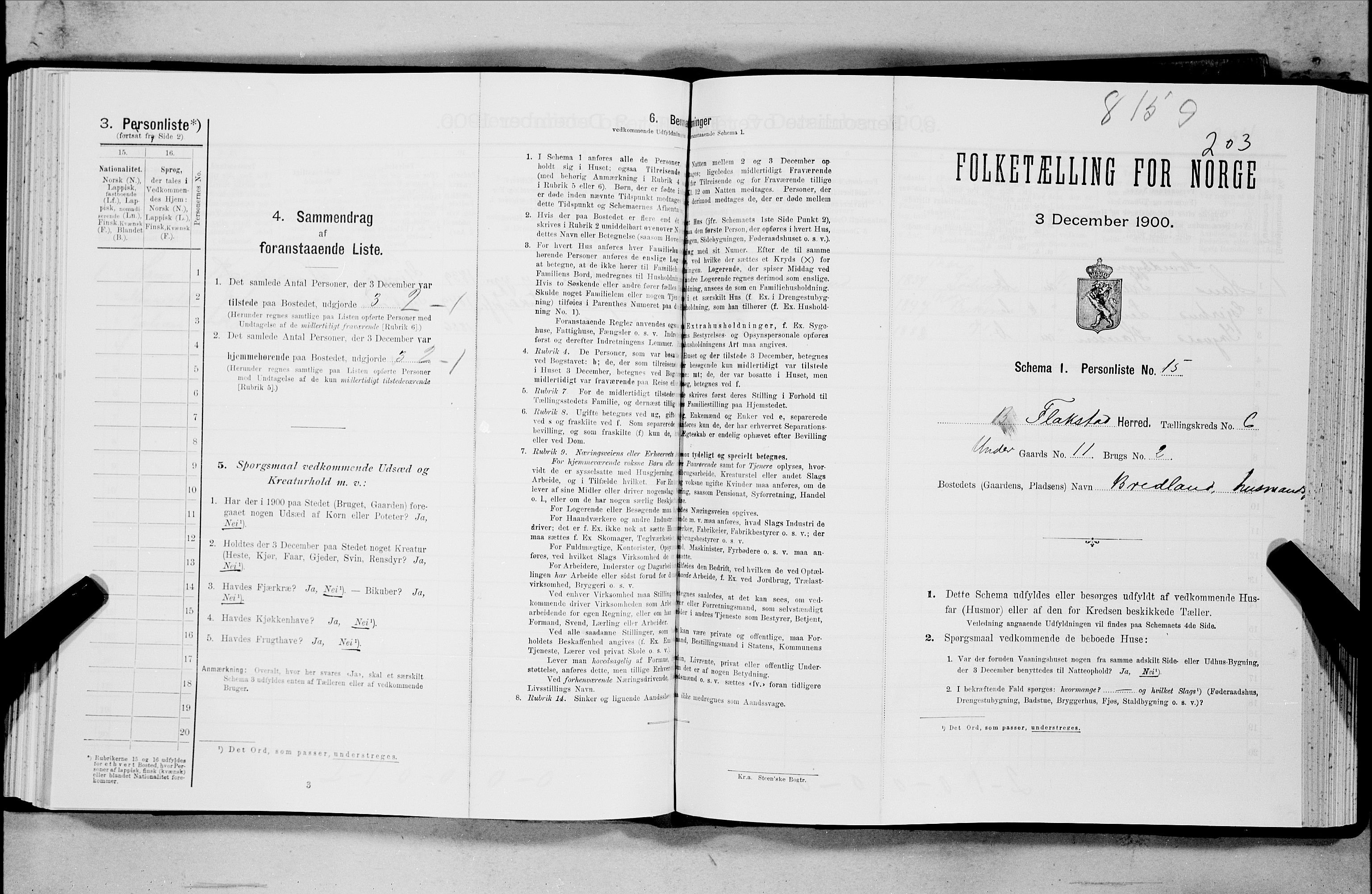 SAT, Folketelling 1900 for 1859 Flakstad herred, 1900, s. 693
