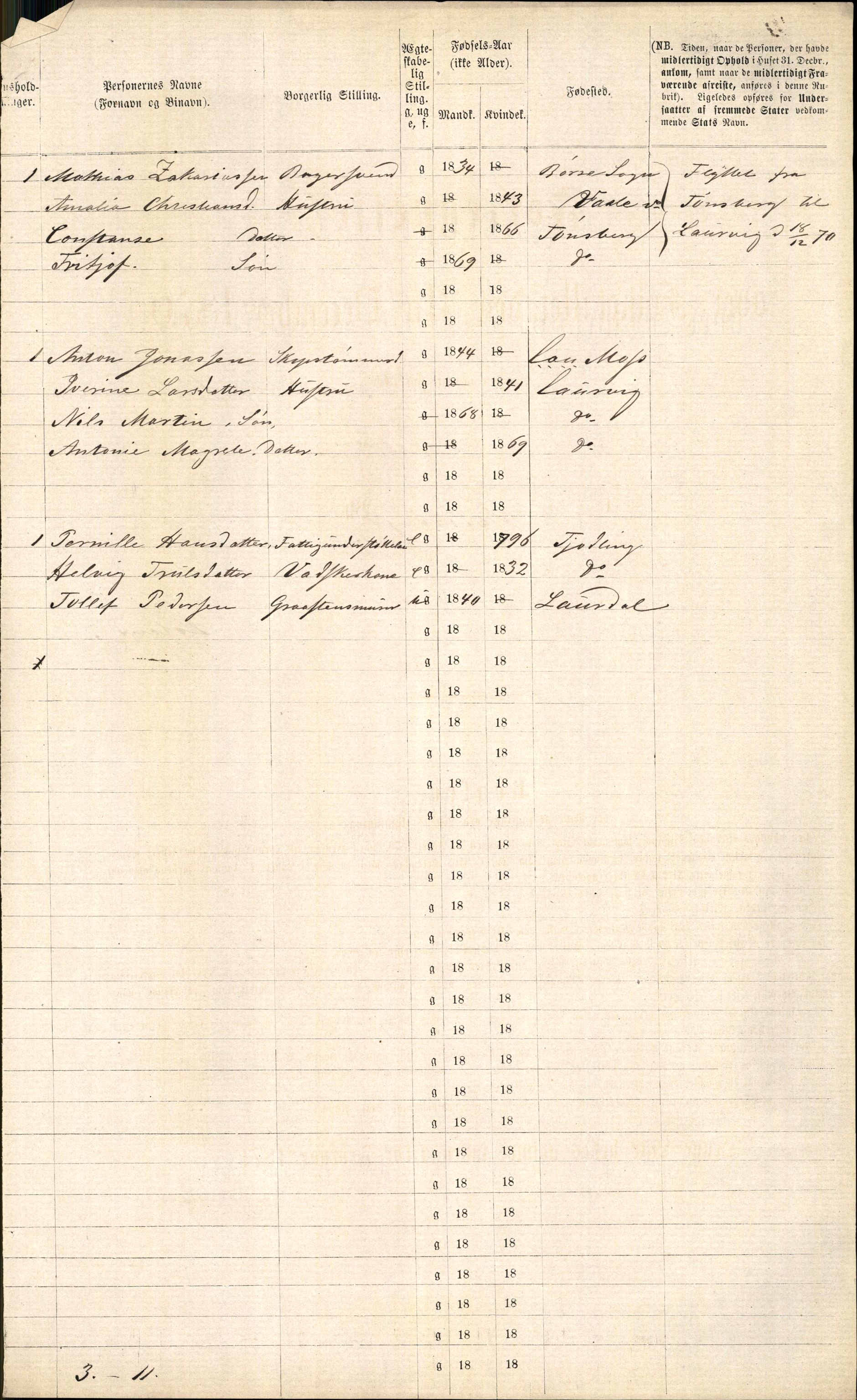 RA, Folketelling 1870 for 0707 Larvik kjøpstad, 1870, s. 98