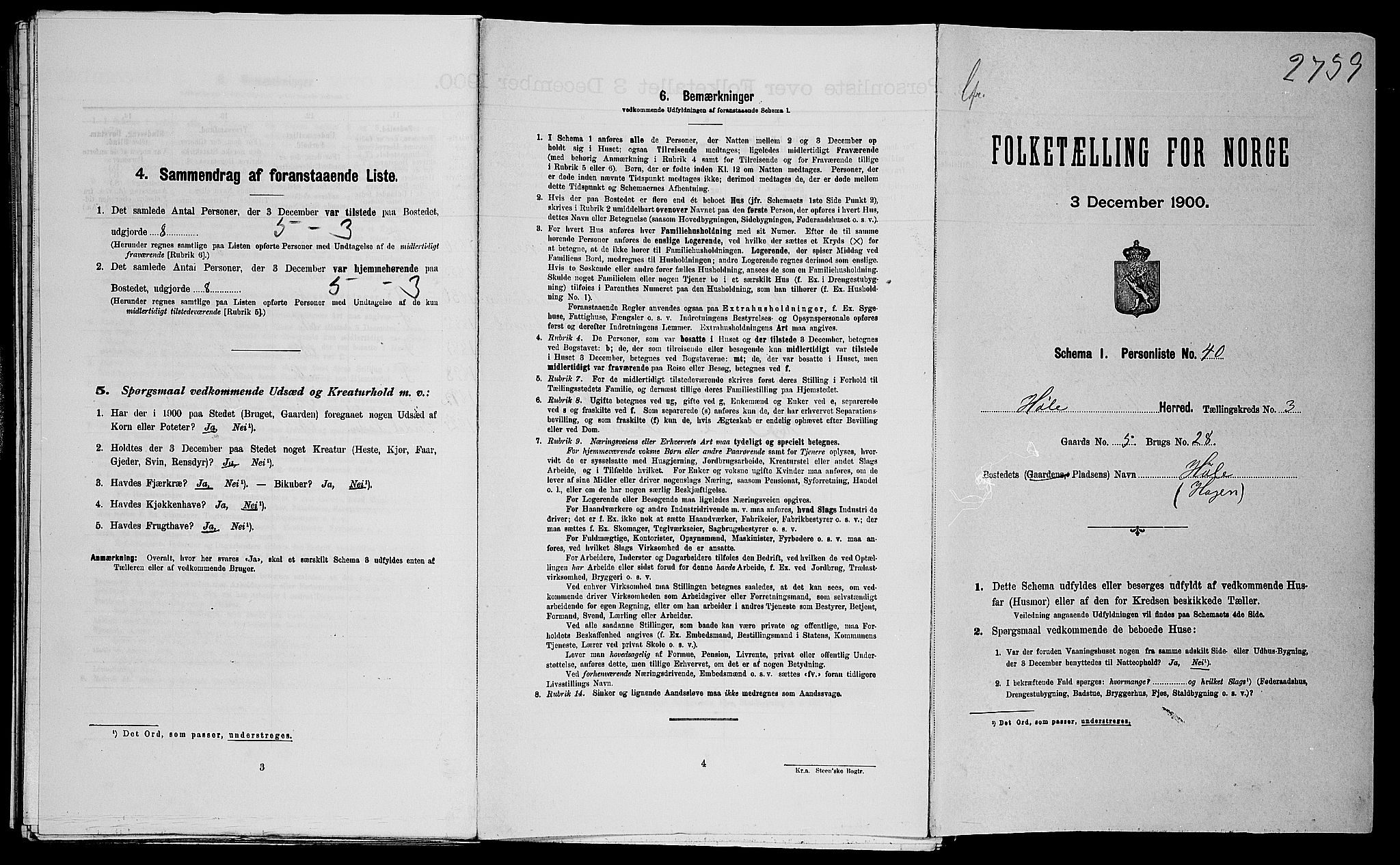SAST, Folketelling 1900 for 1128 Høle herred, 1900, s. 211