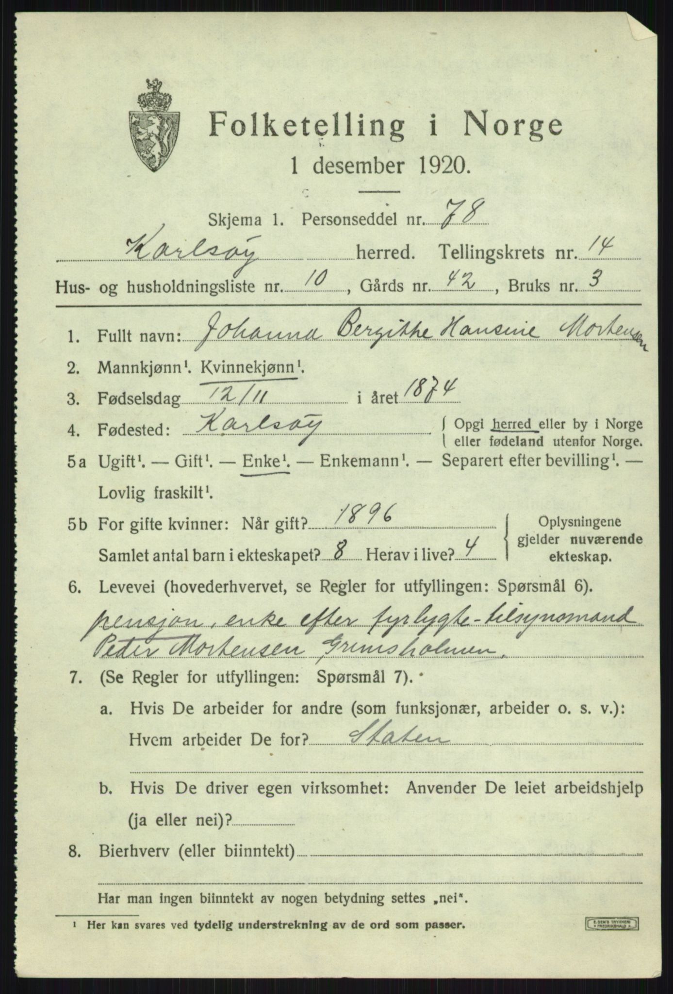 SATØ, Folketelling 1920 for 1936 Karlsøy herred, 1920, s. 5251