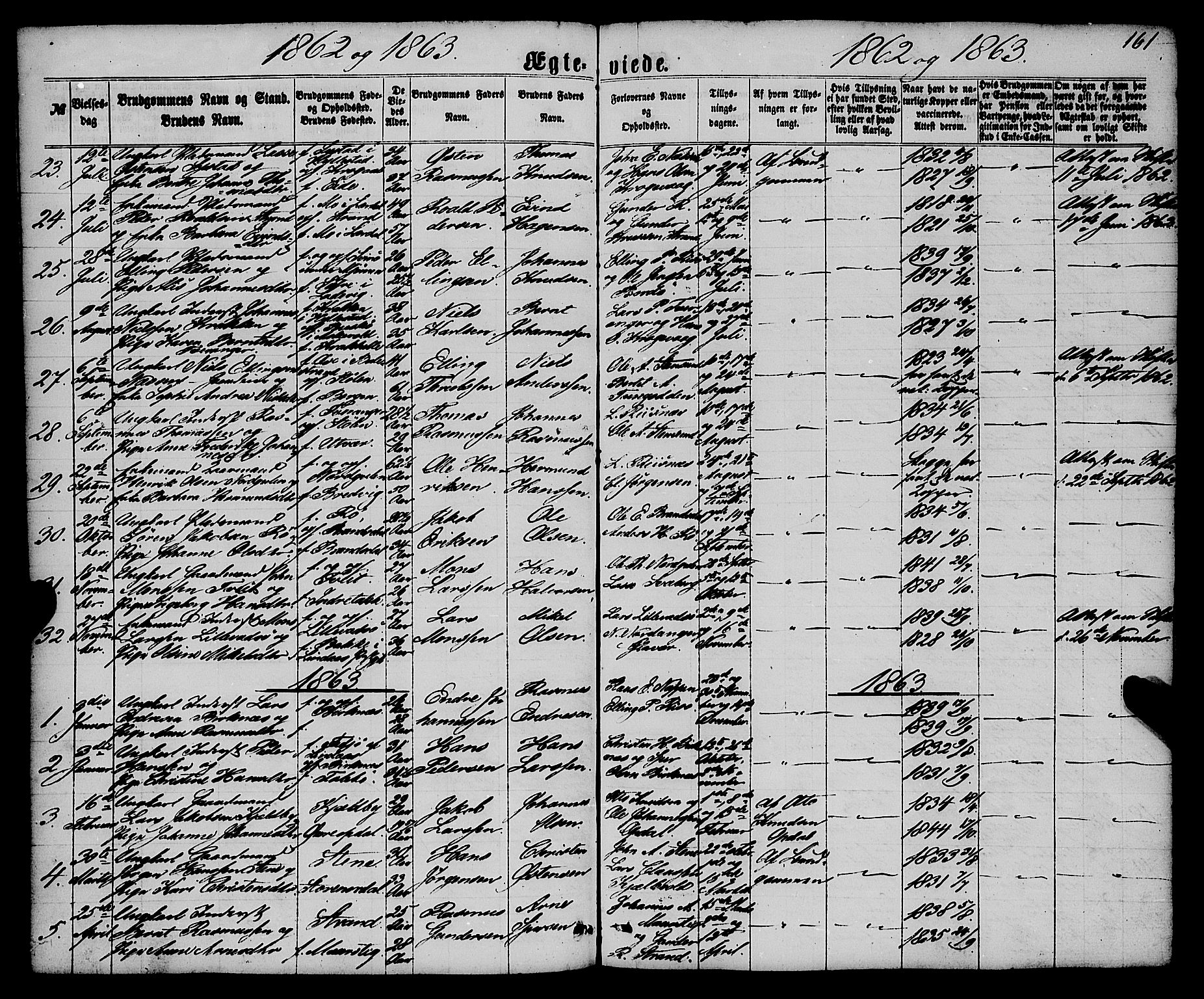 Gulen sokneprestembete, AV/SAB-A-80201/H/Haa/Haaa/L0022: Ministerialbok nr. A 22, 1859-1869, s. 161