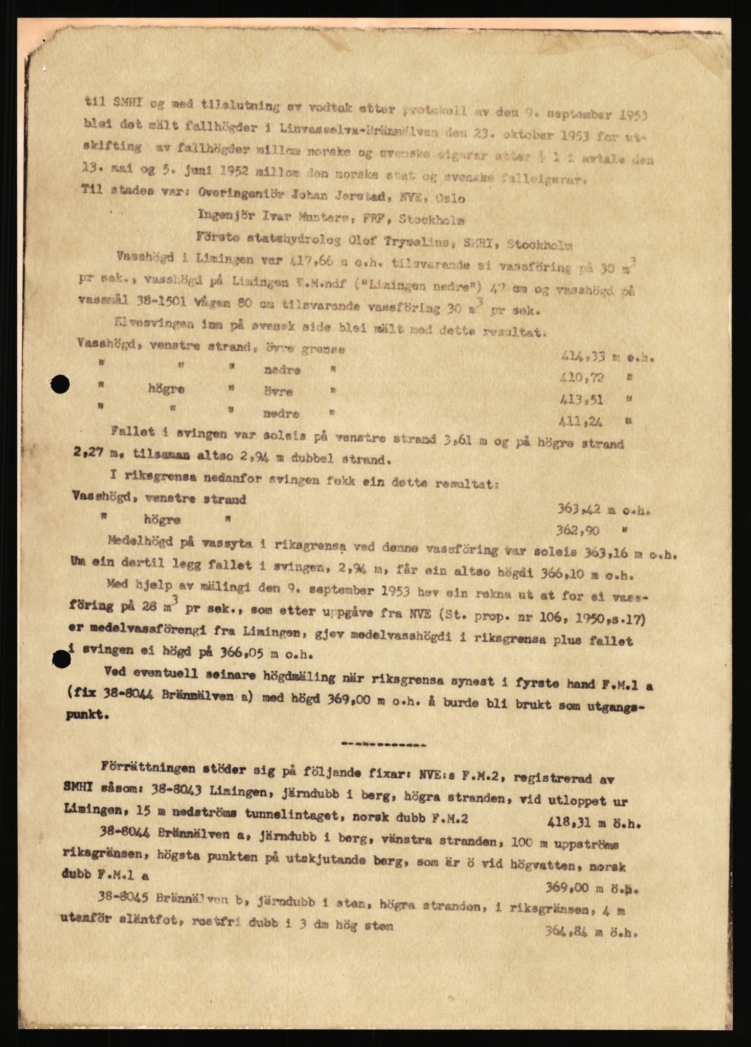 Vassdragsdirektoratet/avdelingen, AV/RA-S-6242/F/Fa/L0571/0003: Limingen / Utbygging av Linnvasselva – Brännälven 1953, med nokre få dokument frå 1963 , 1953-1963, s. 4